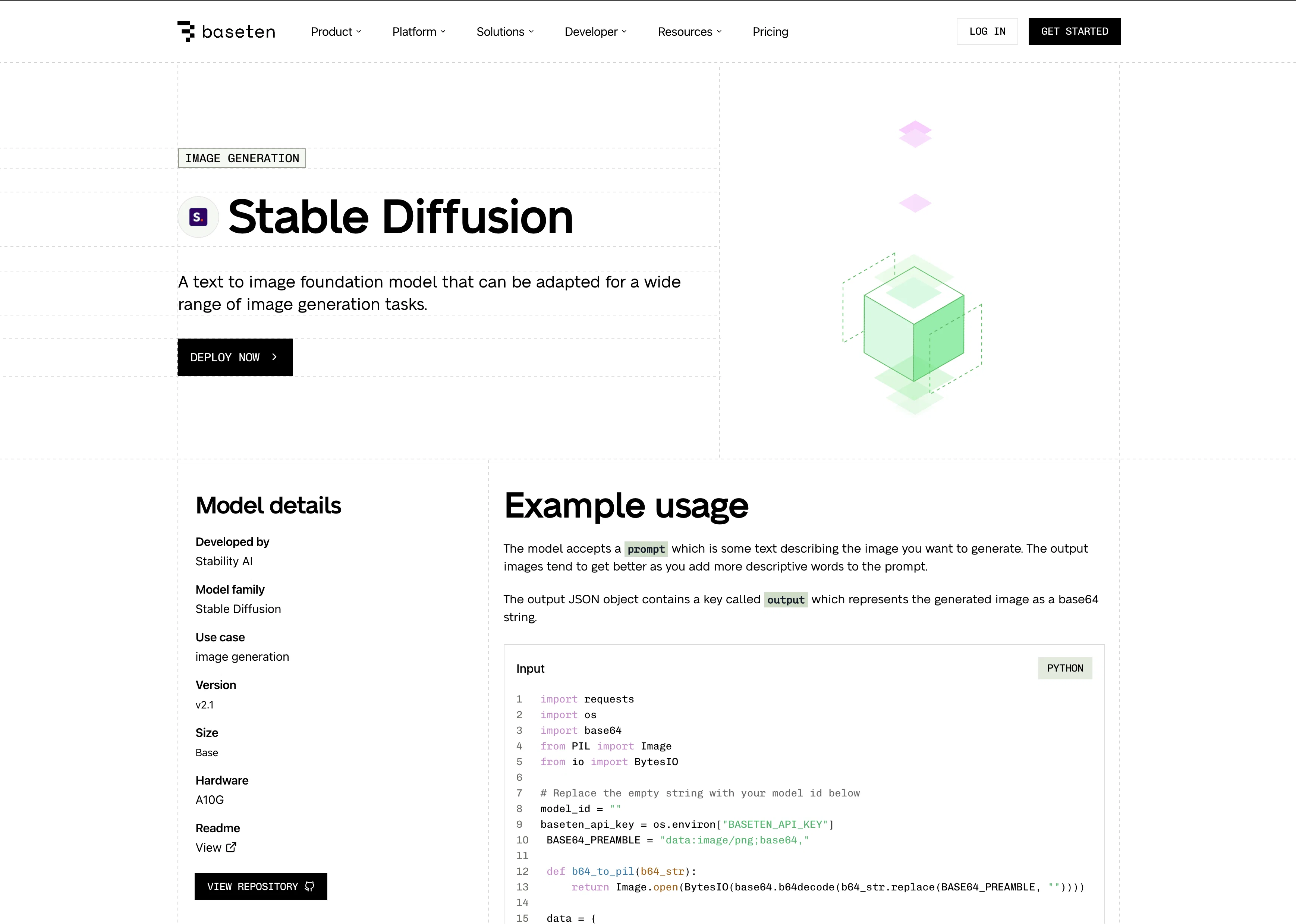 Baseten | Text to Image screenshot