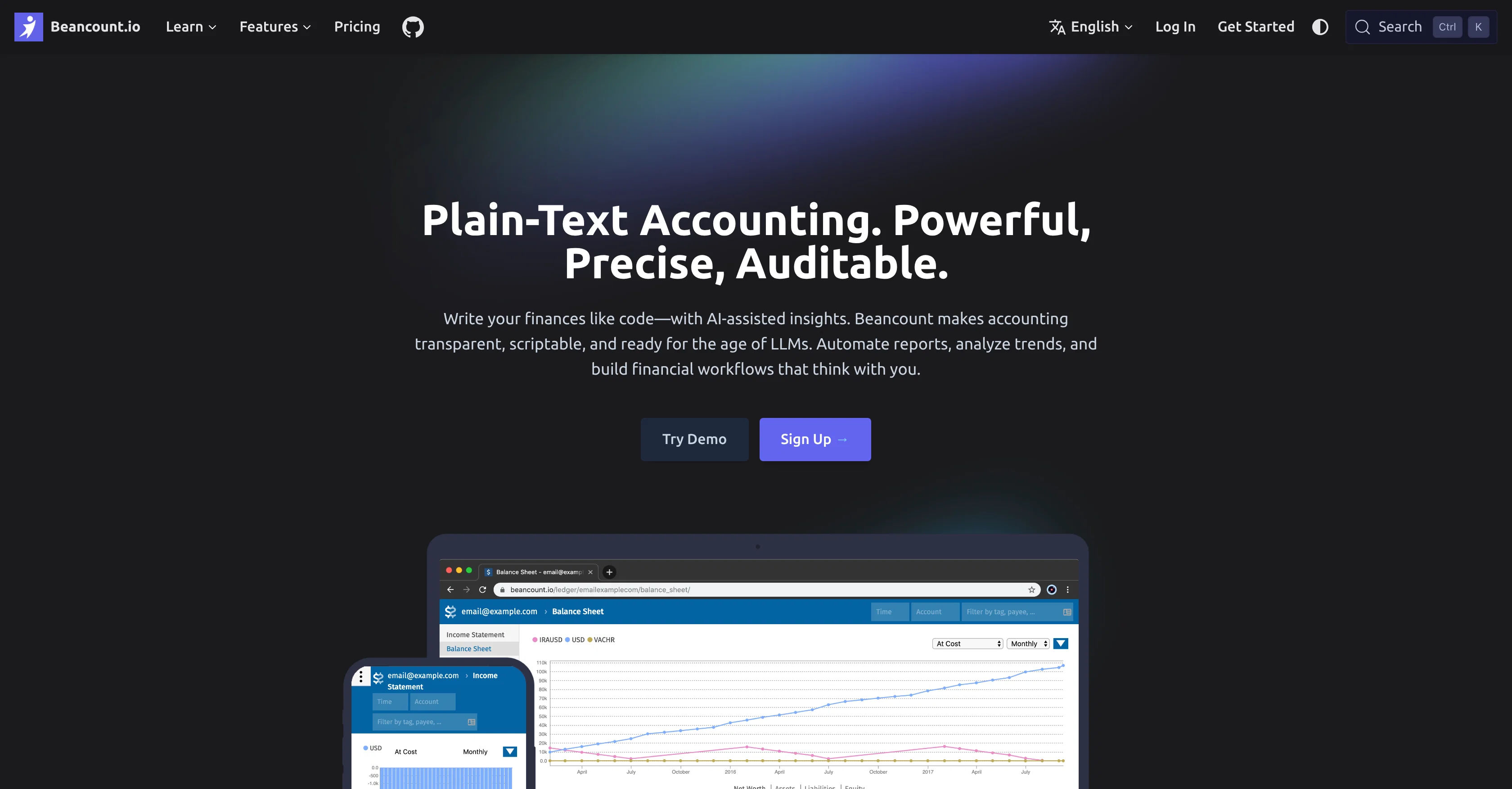 Beancount.io screenshot