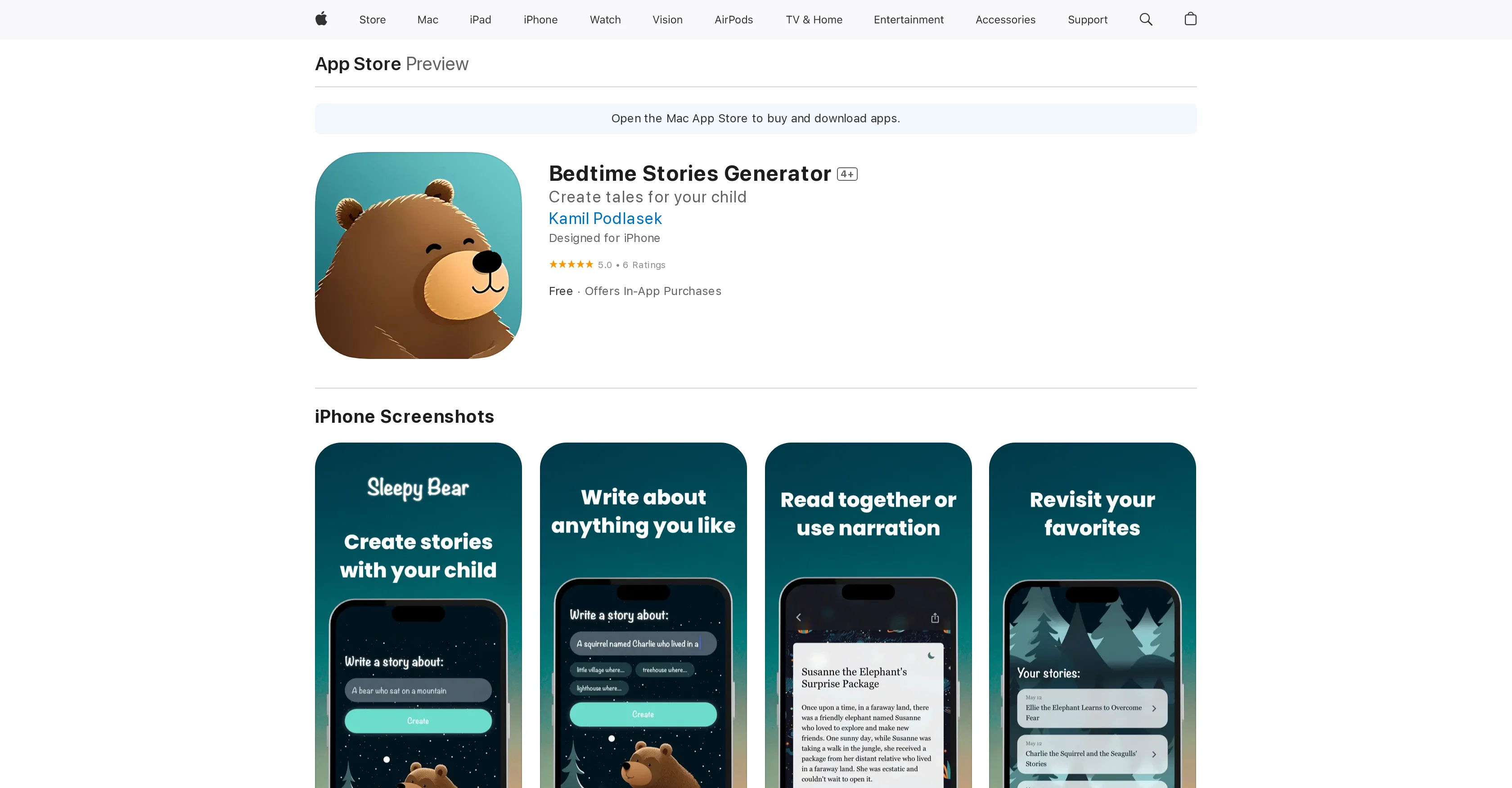 Bedtime Stories Generator screenshot