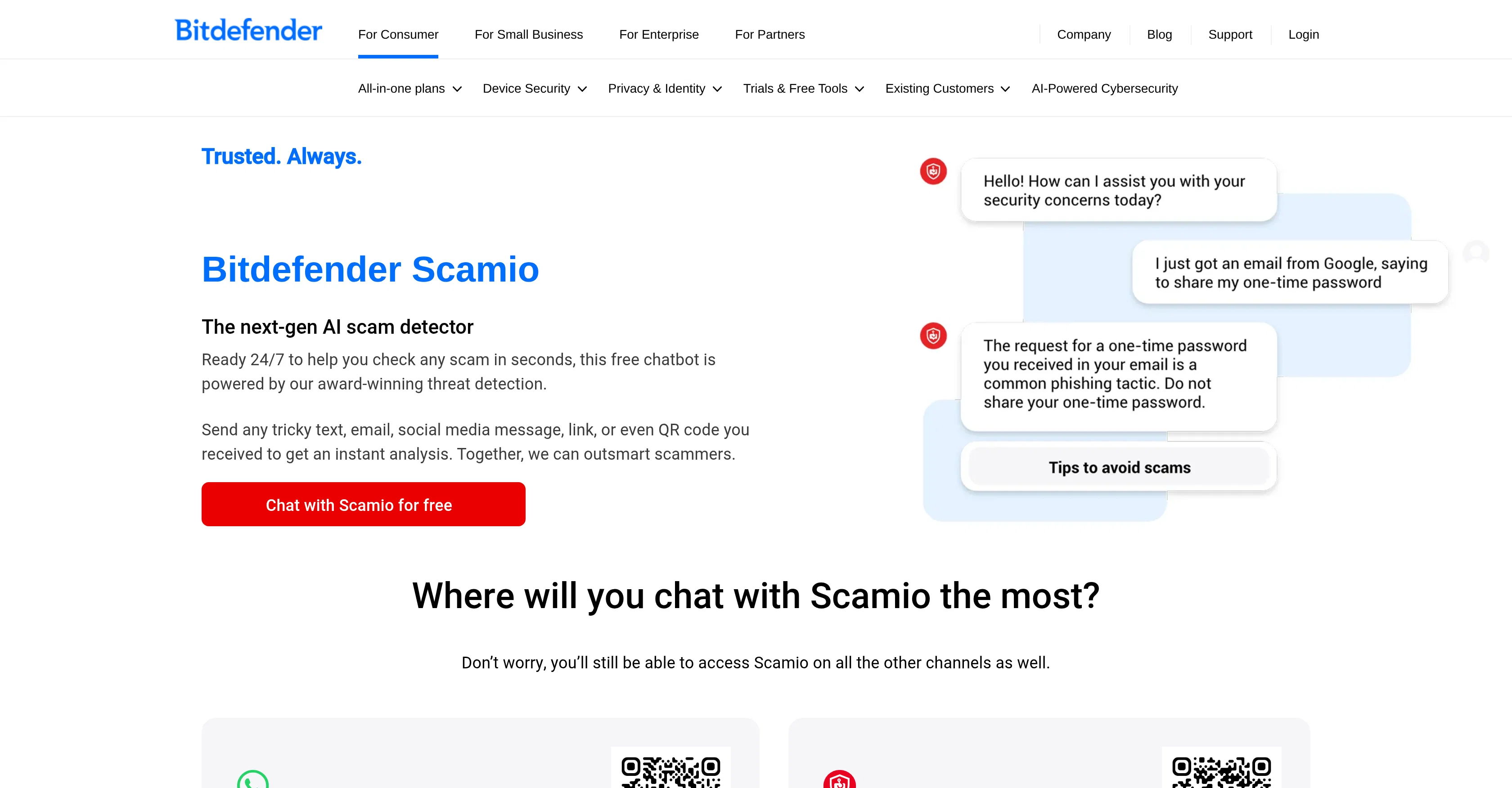 Bitdefender Scamio screenshot