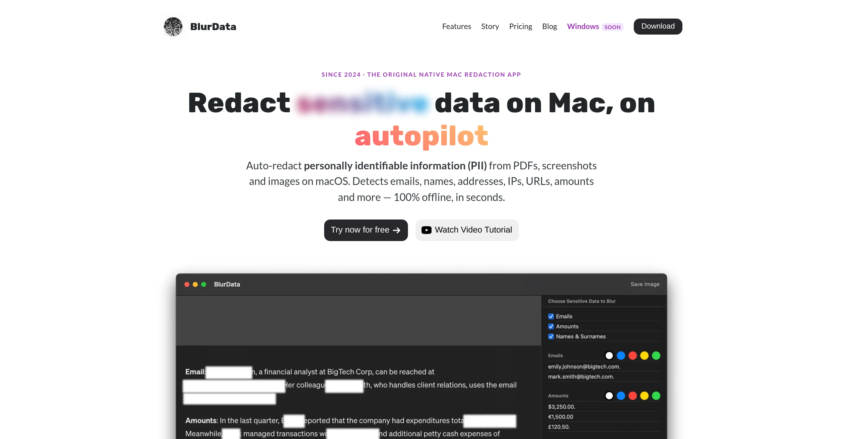 BlurData screenshot