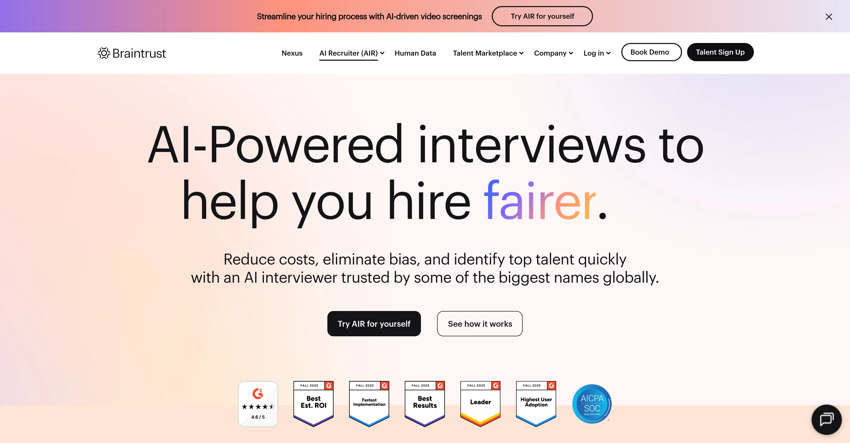 Braintrust AIR screenshot
