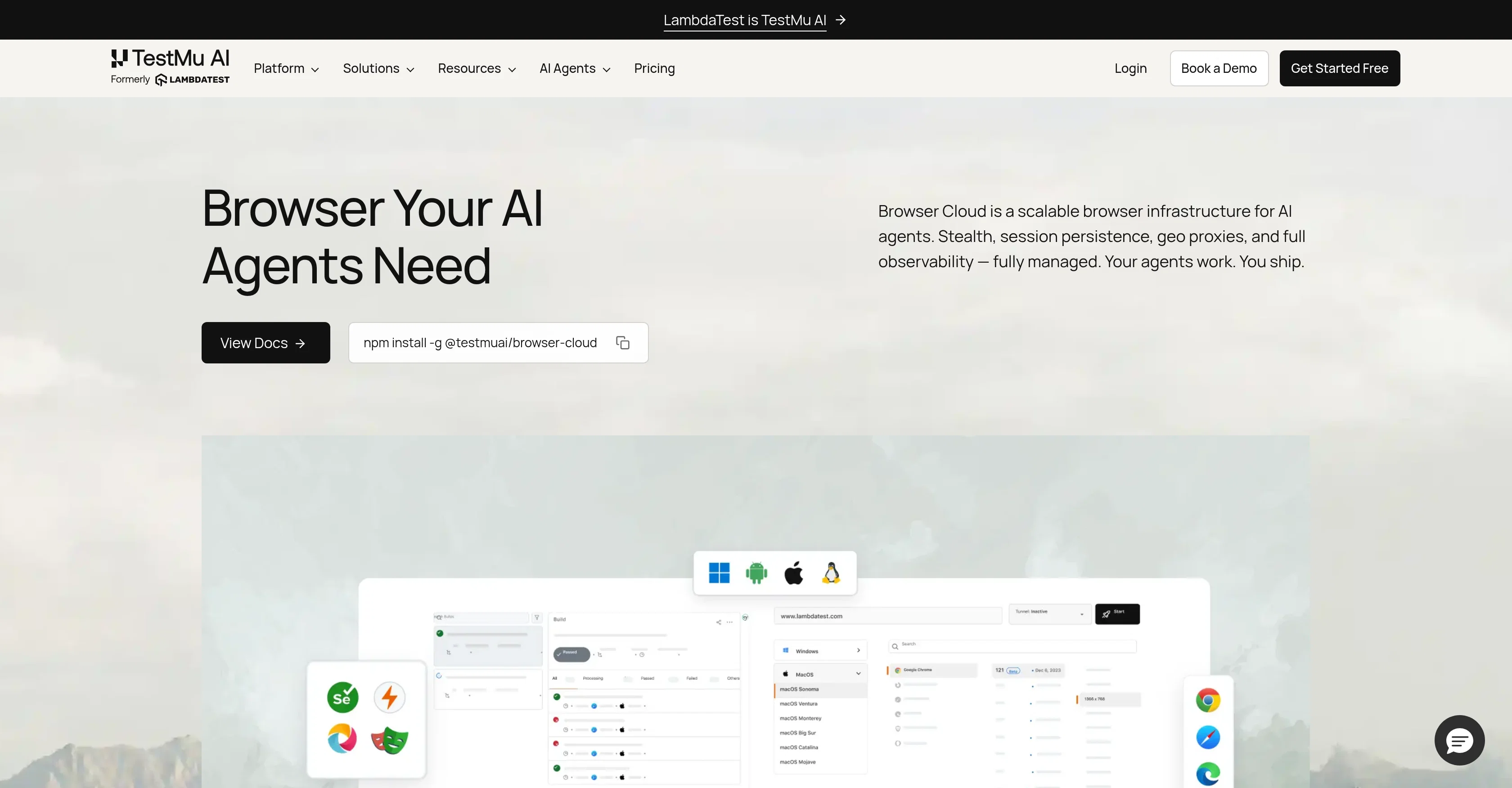 TestMu AI Browser Cloud screenshot