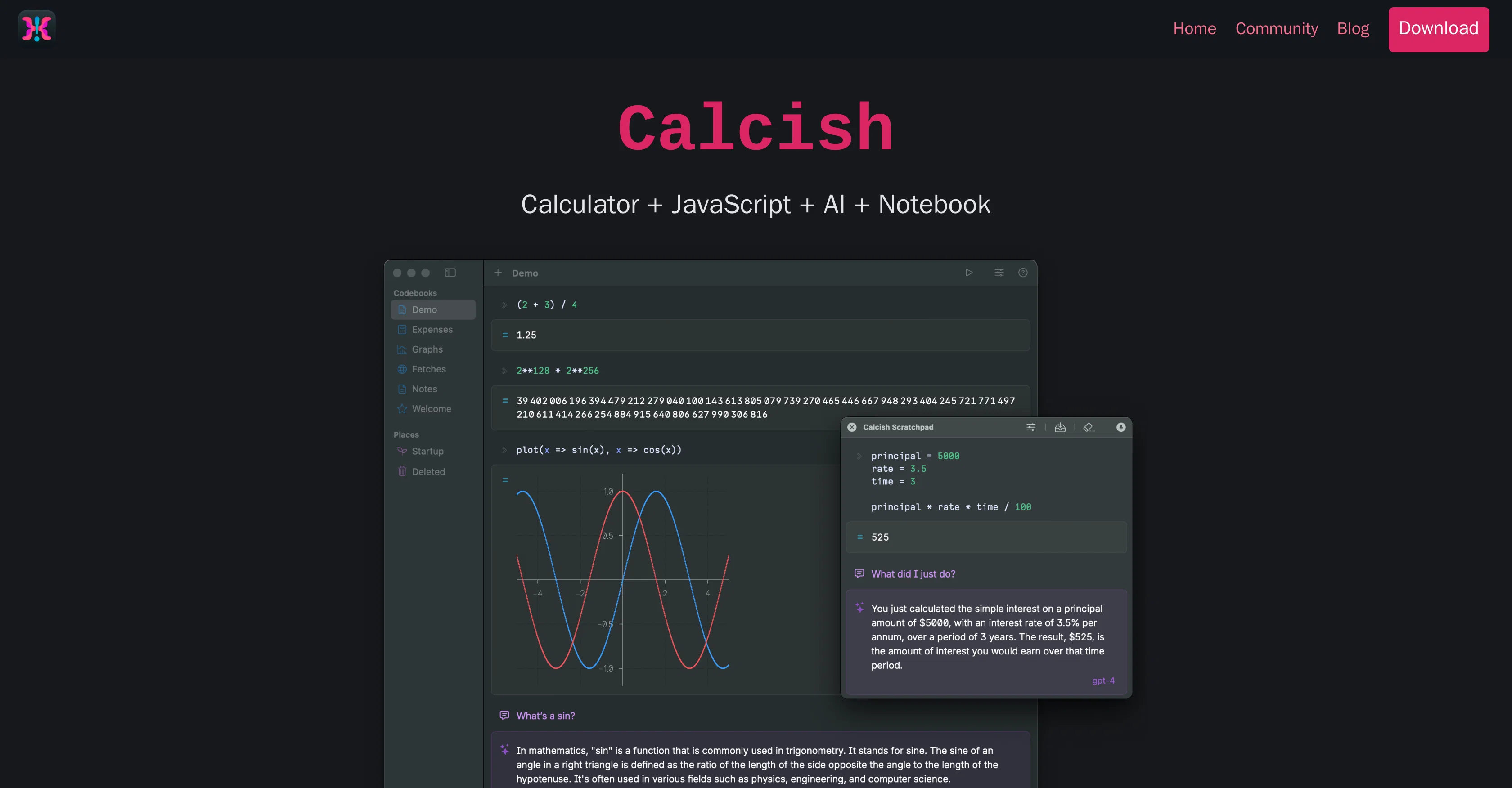 Calcish screenshot