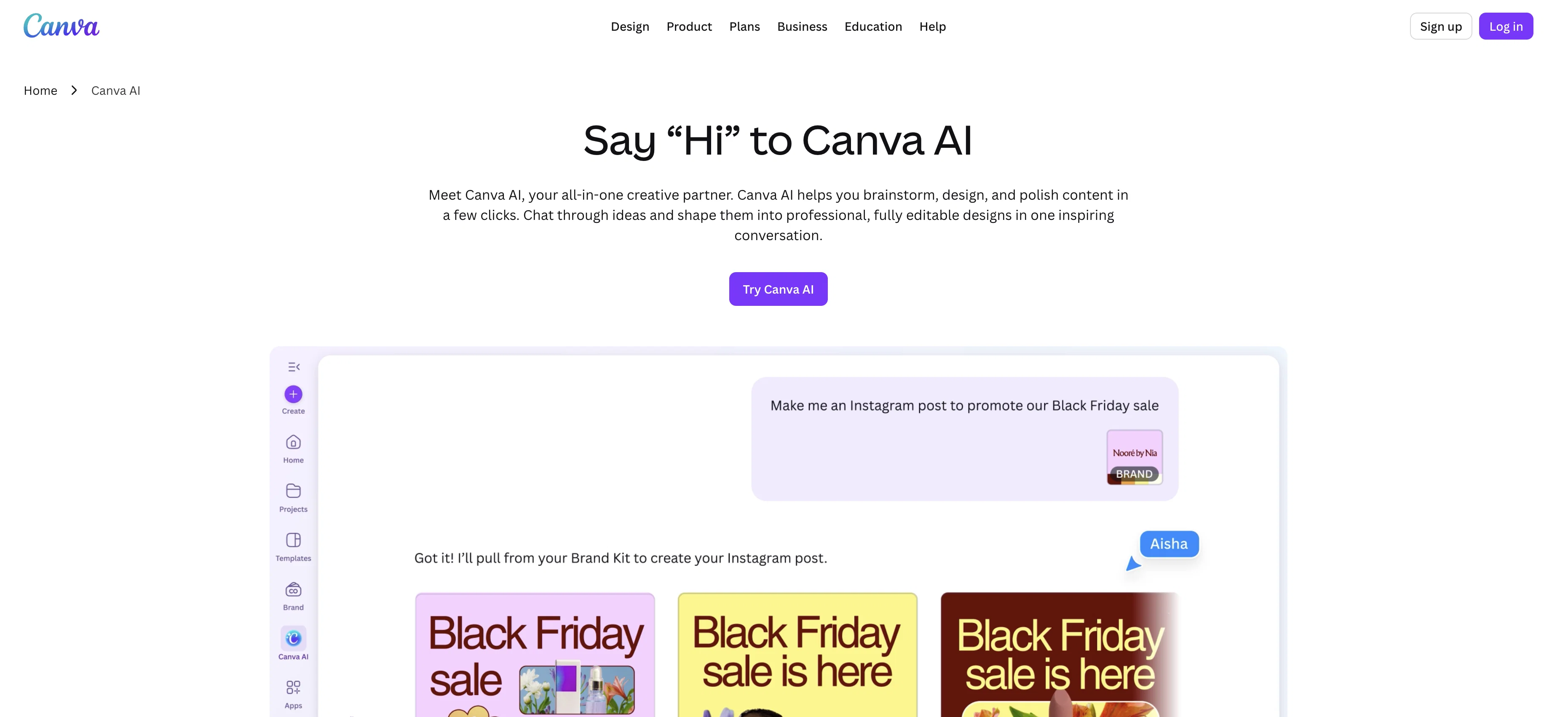 Canva AI Assistant screenshot