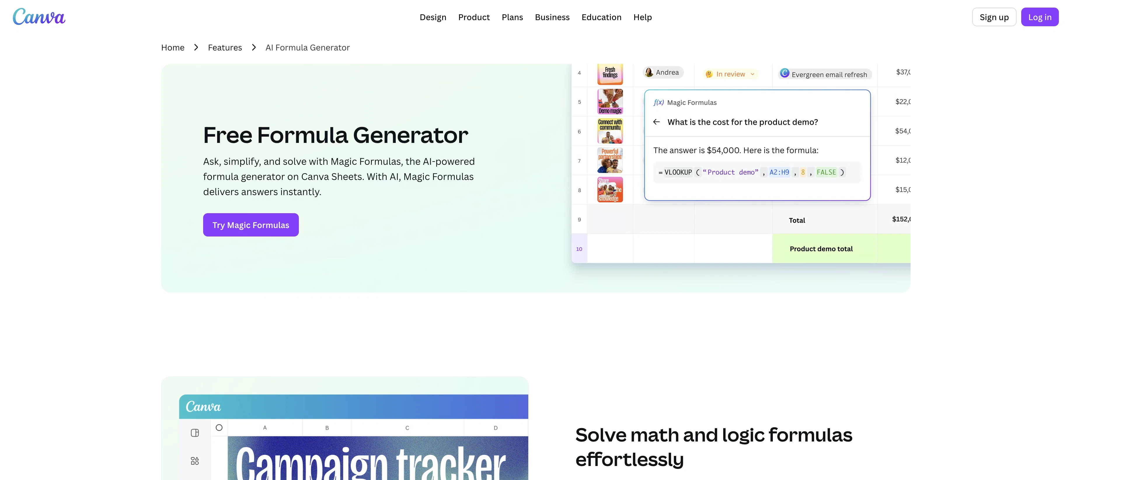 Canva Magic Formulas screenshot