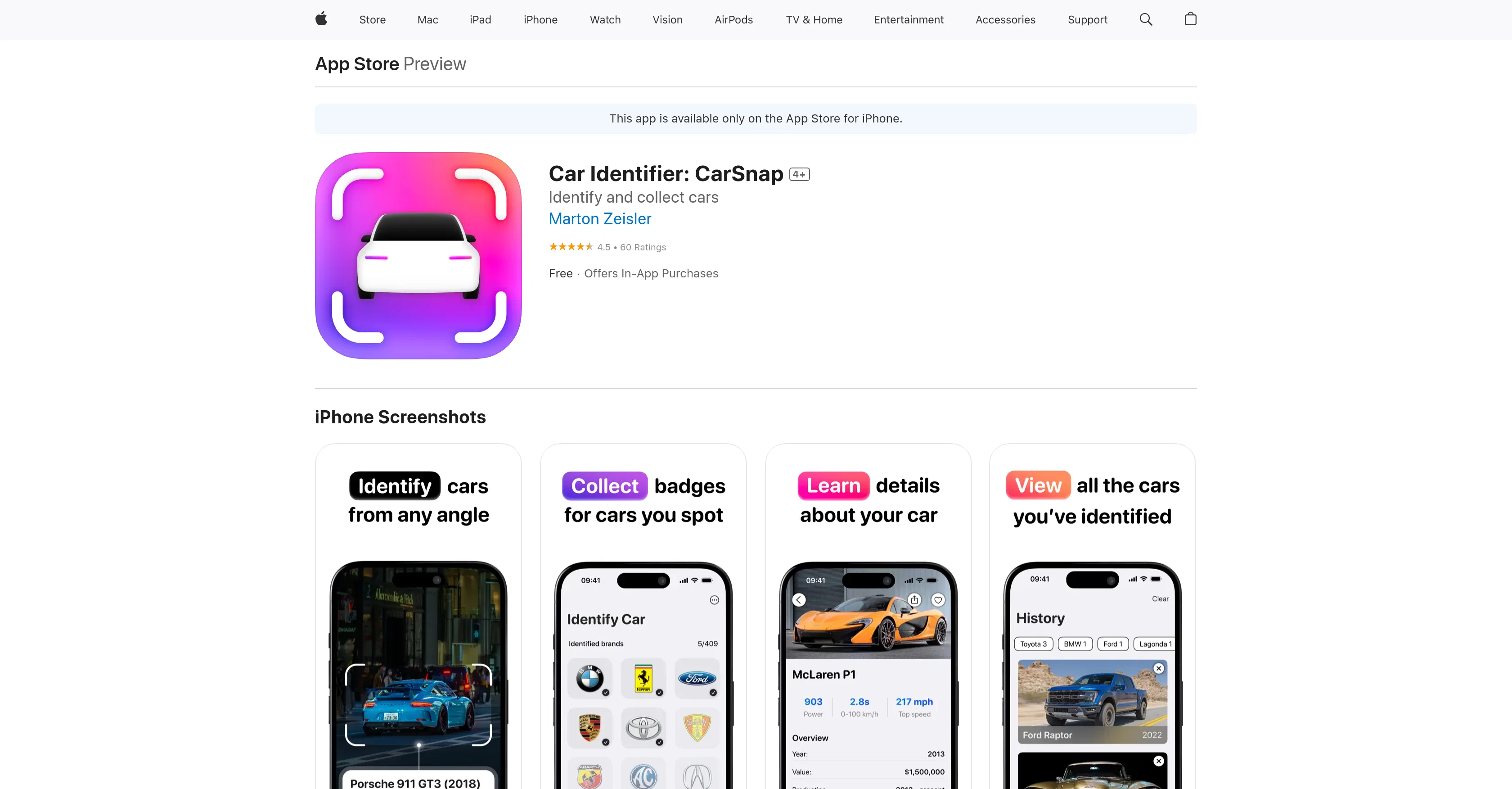 Car Identifier: CarSnap screenshot