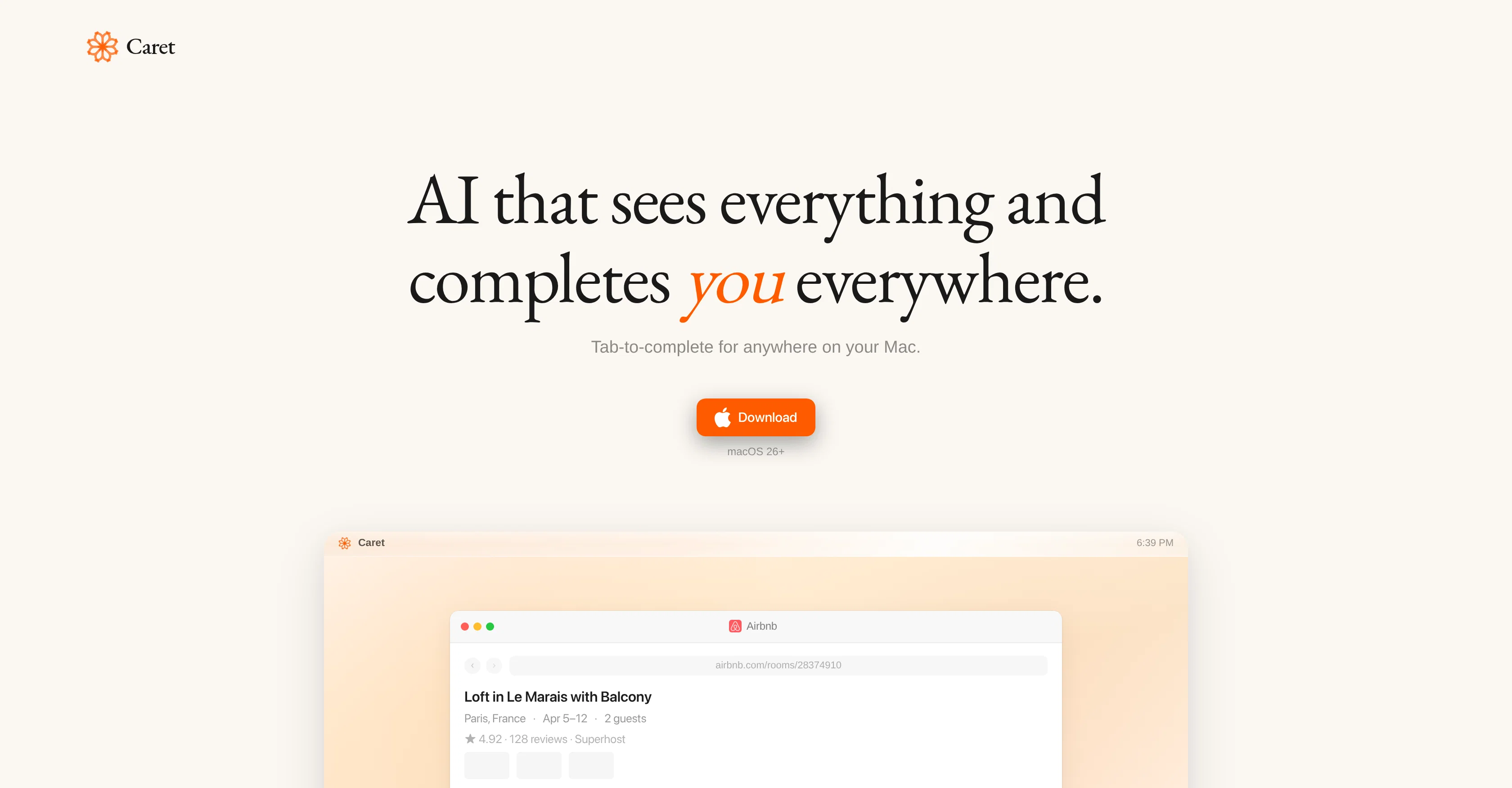 Caret screenshot