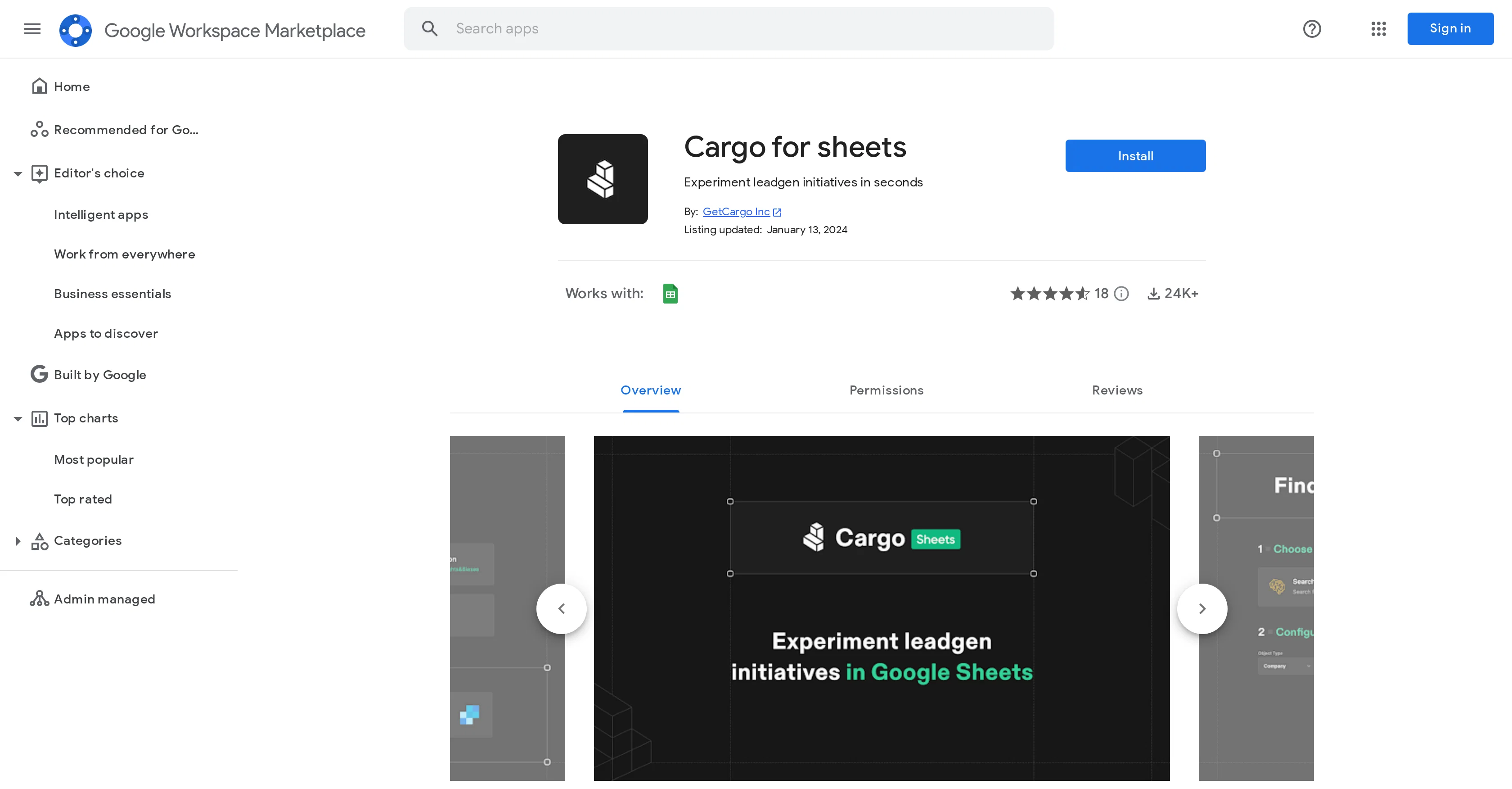 Cargo screenshot