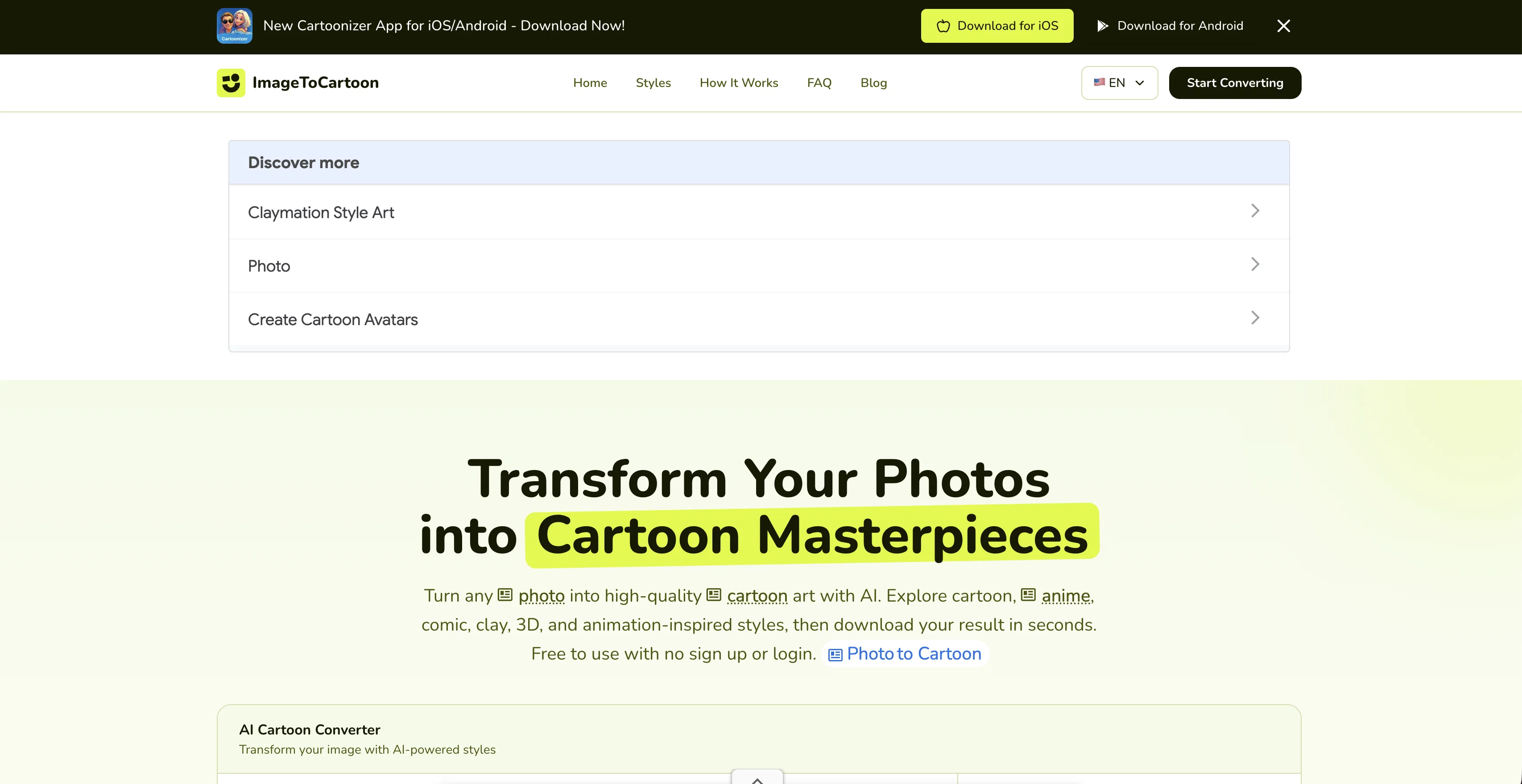 ImageToCartoon screenshot