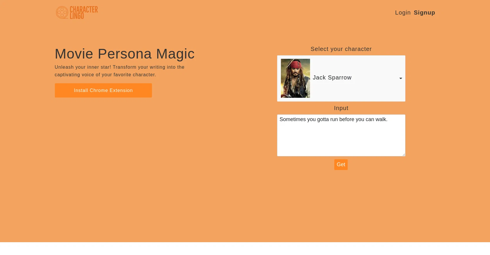 Character lingo screenshot