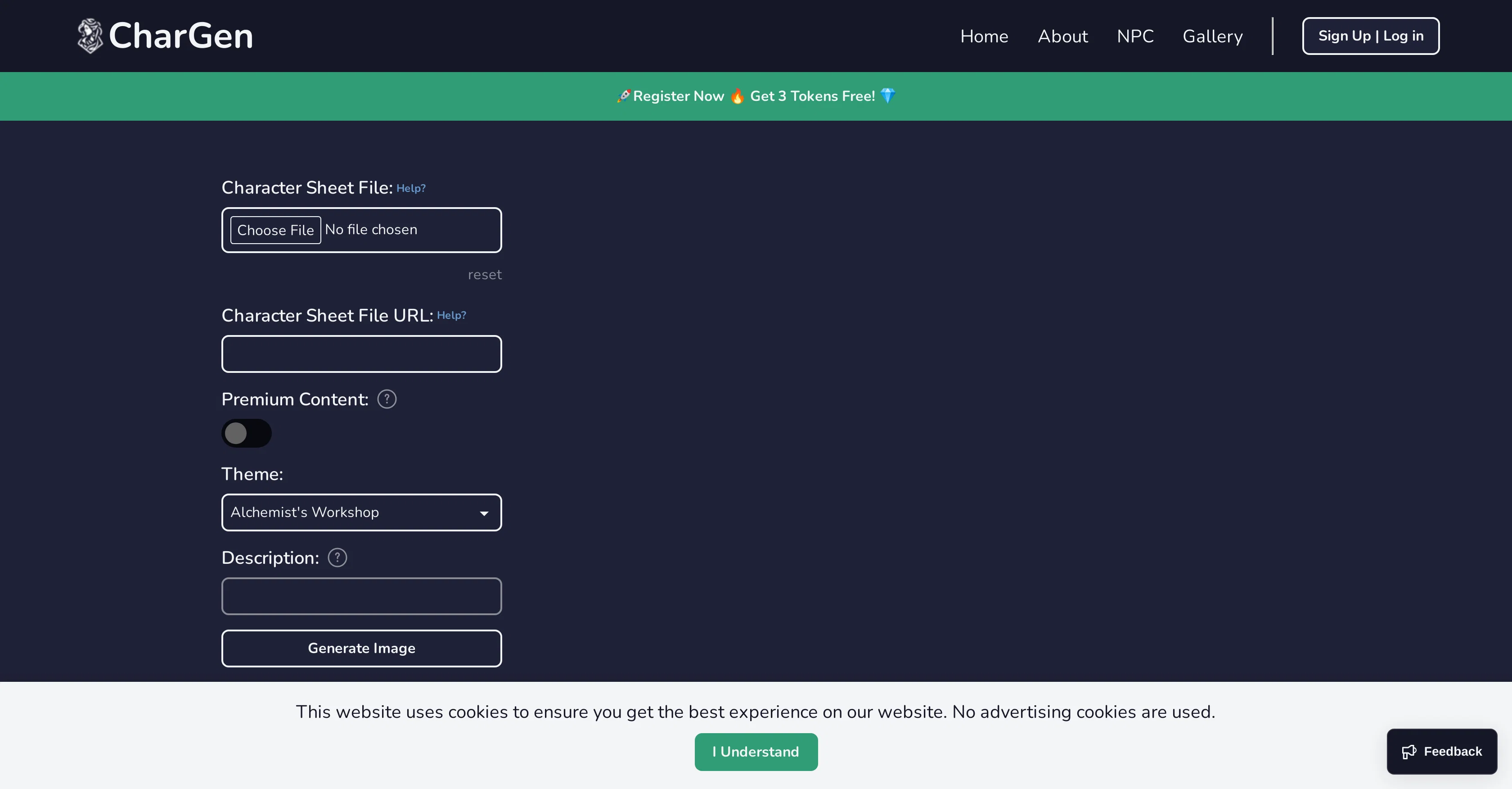 CharGen screenshot