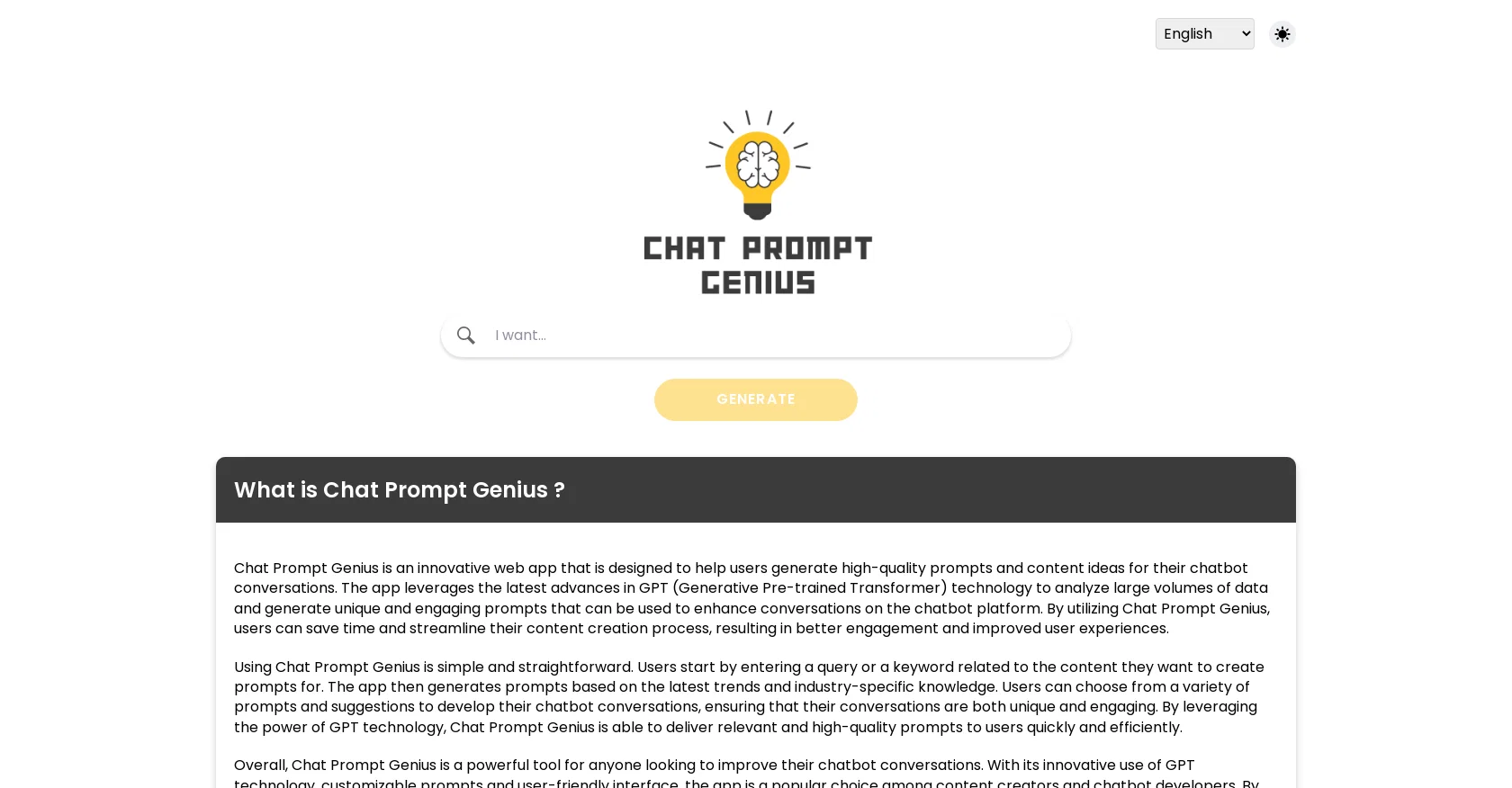 Chat Prompt Genius screenshot