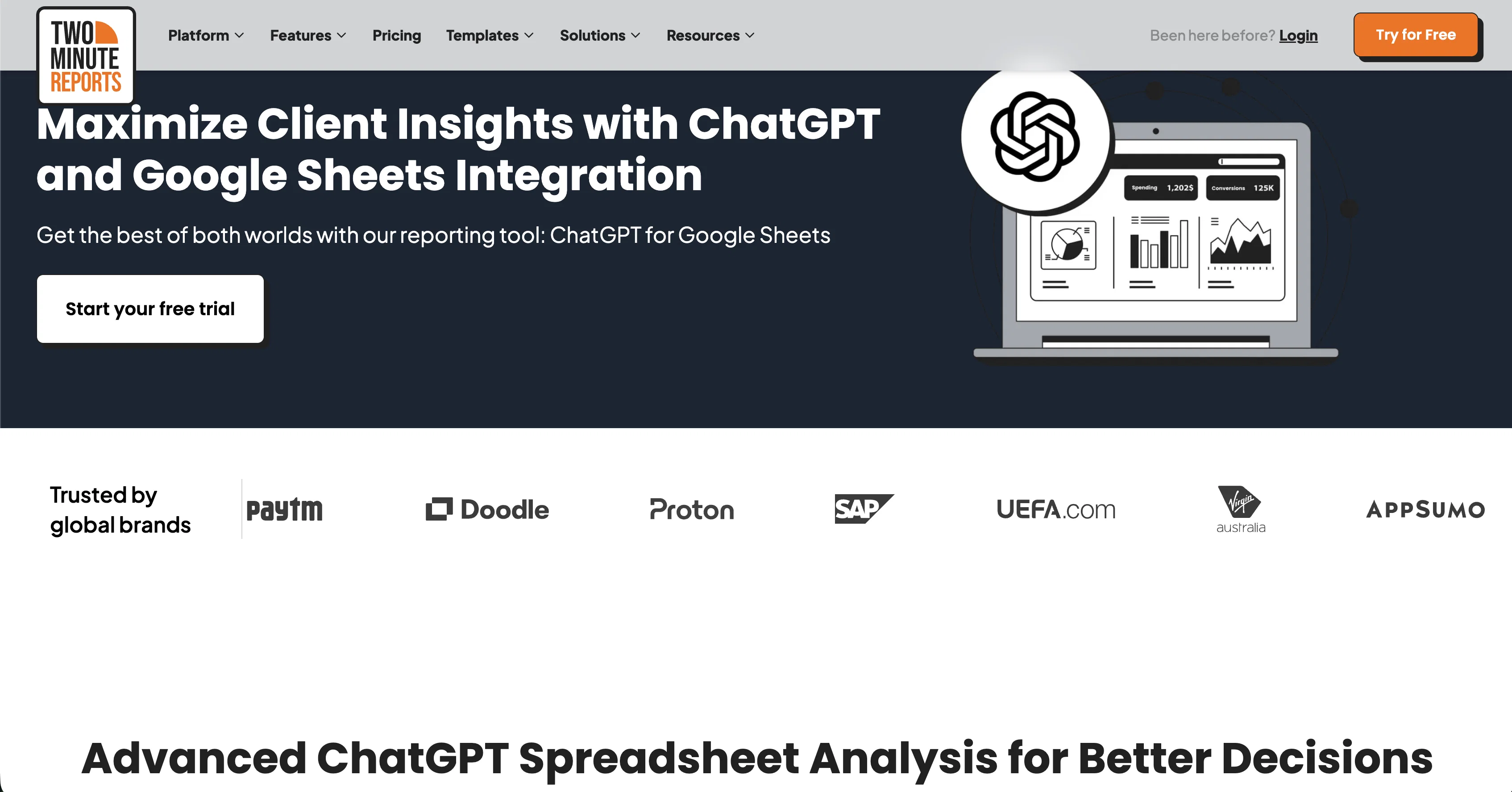 ChatGPT in Google Sheets screenshot