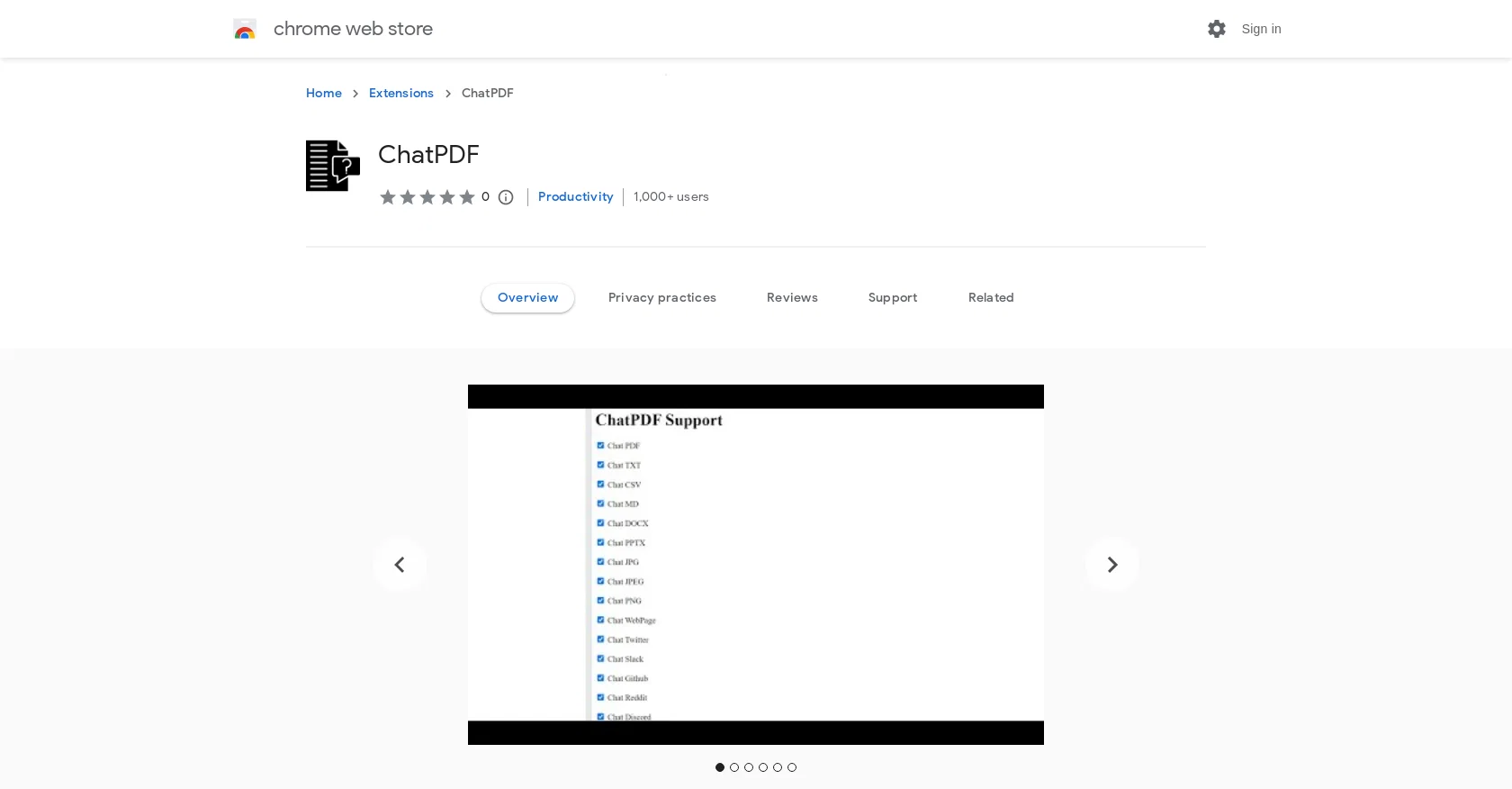 ChatPDF extension screenshot