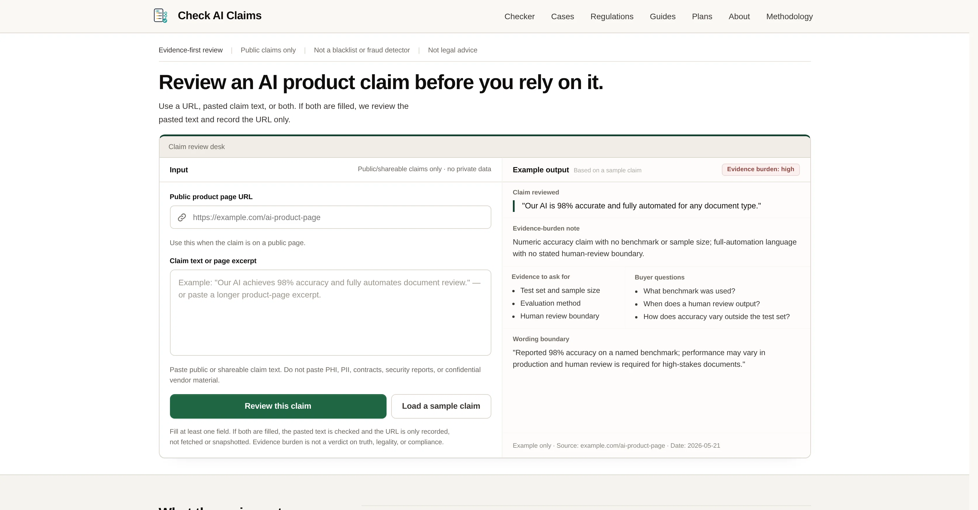 Check AI Claims screenshot