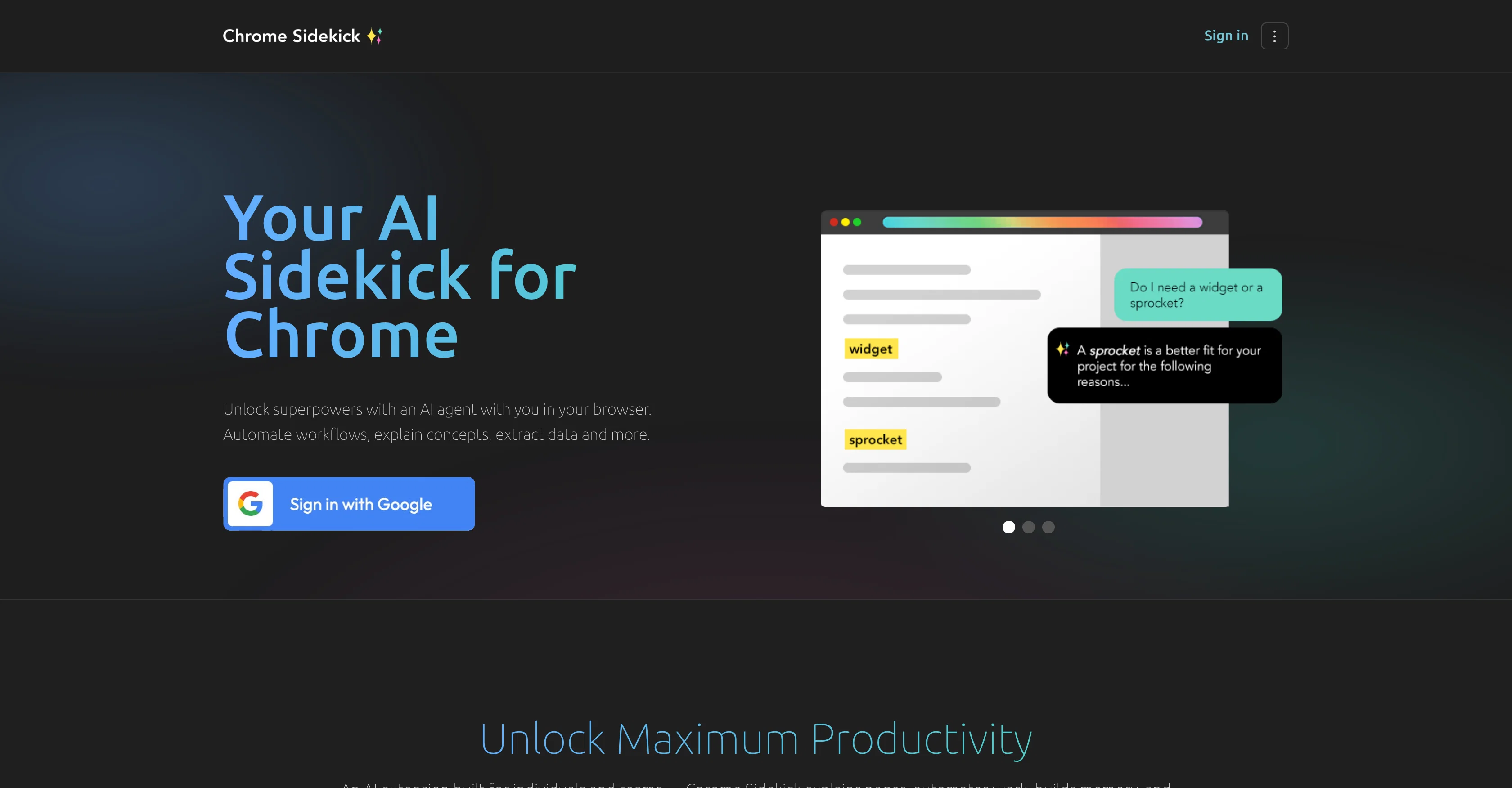 Chrome Sidekick screenshot