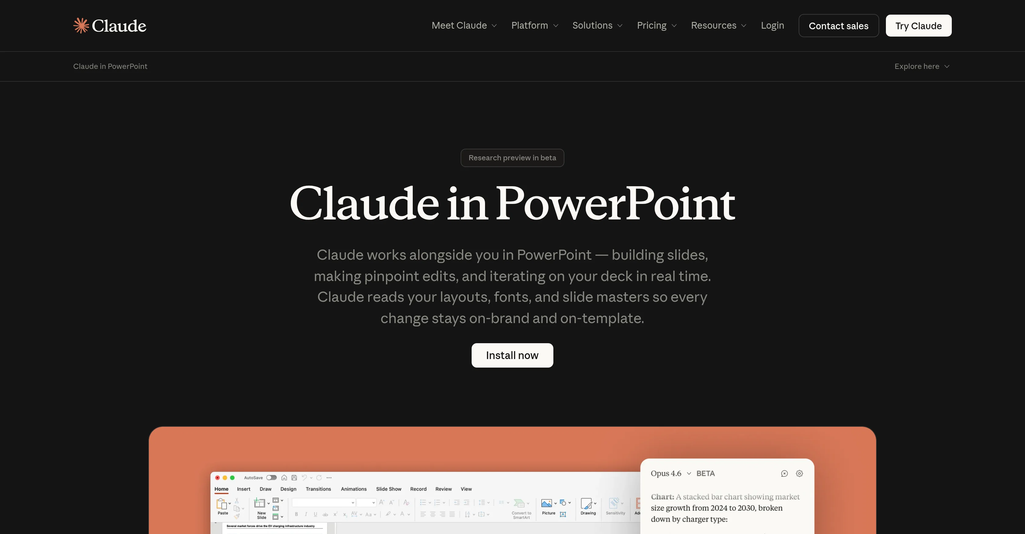 Claude in PowerPoint screenshot