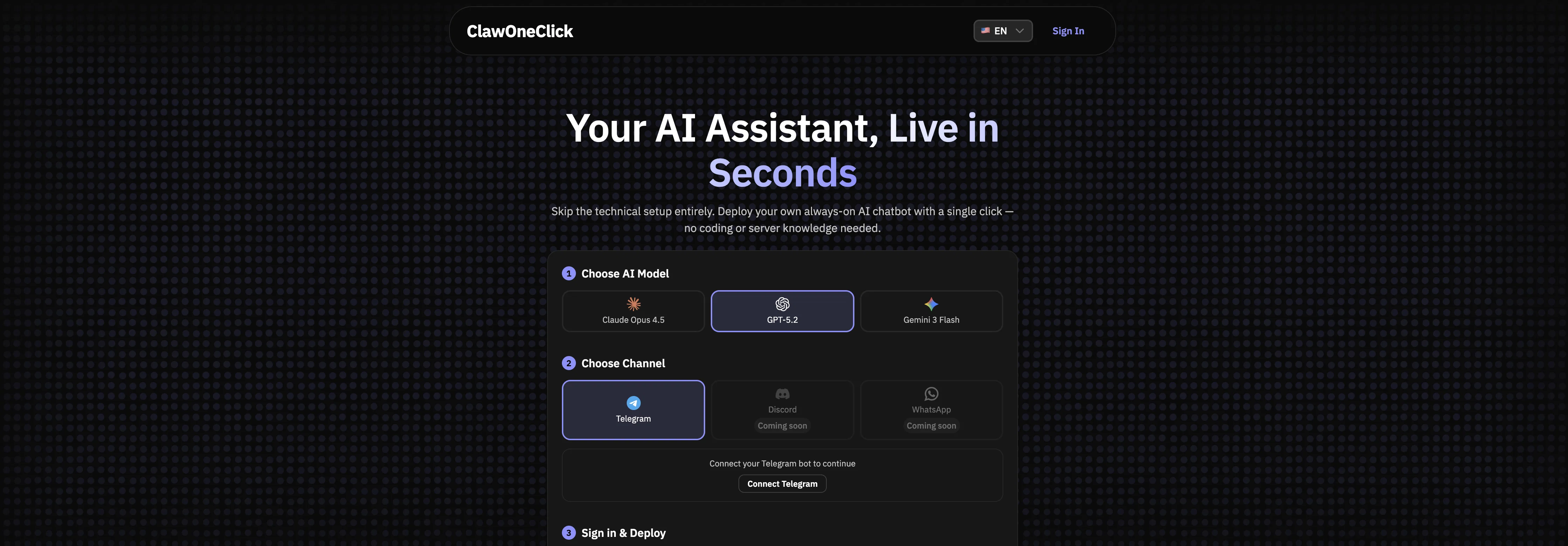 ClawOneClick screenshot