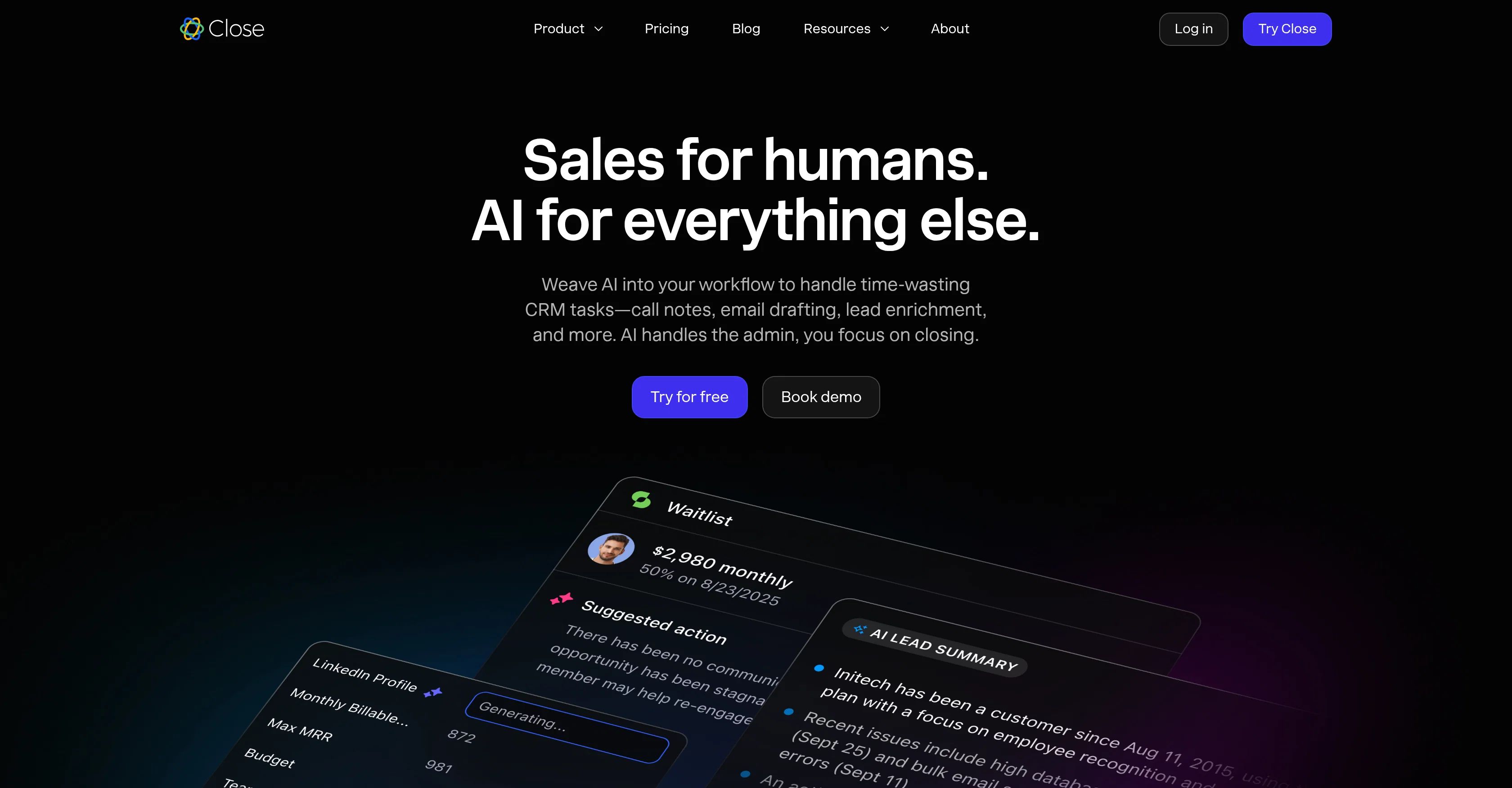 Close.com screenshot