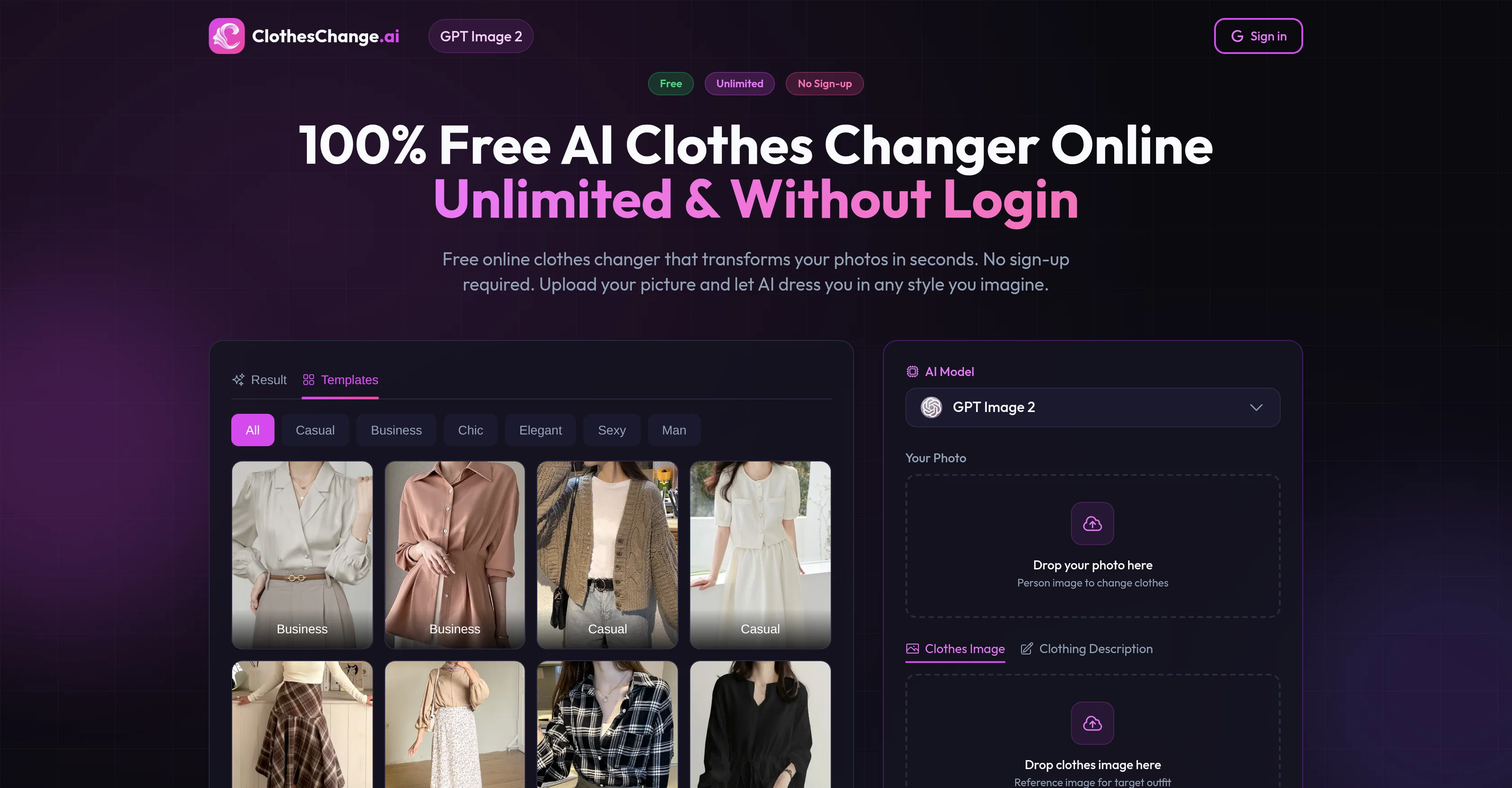 ClothesChange.ai screenshot