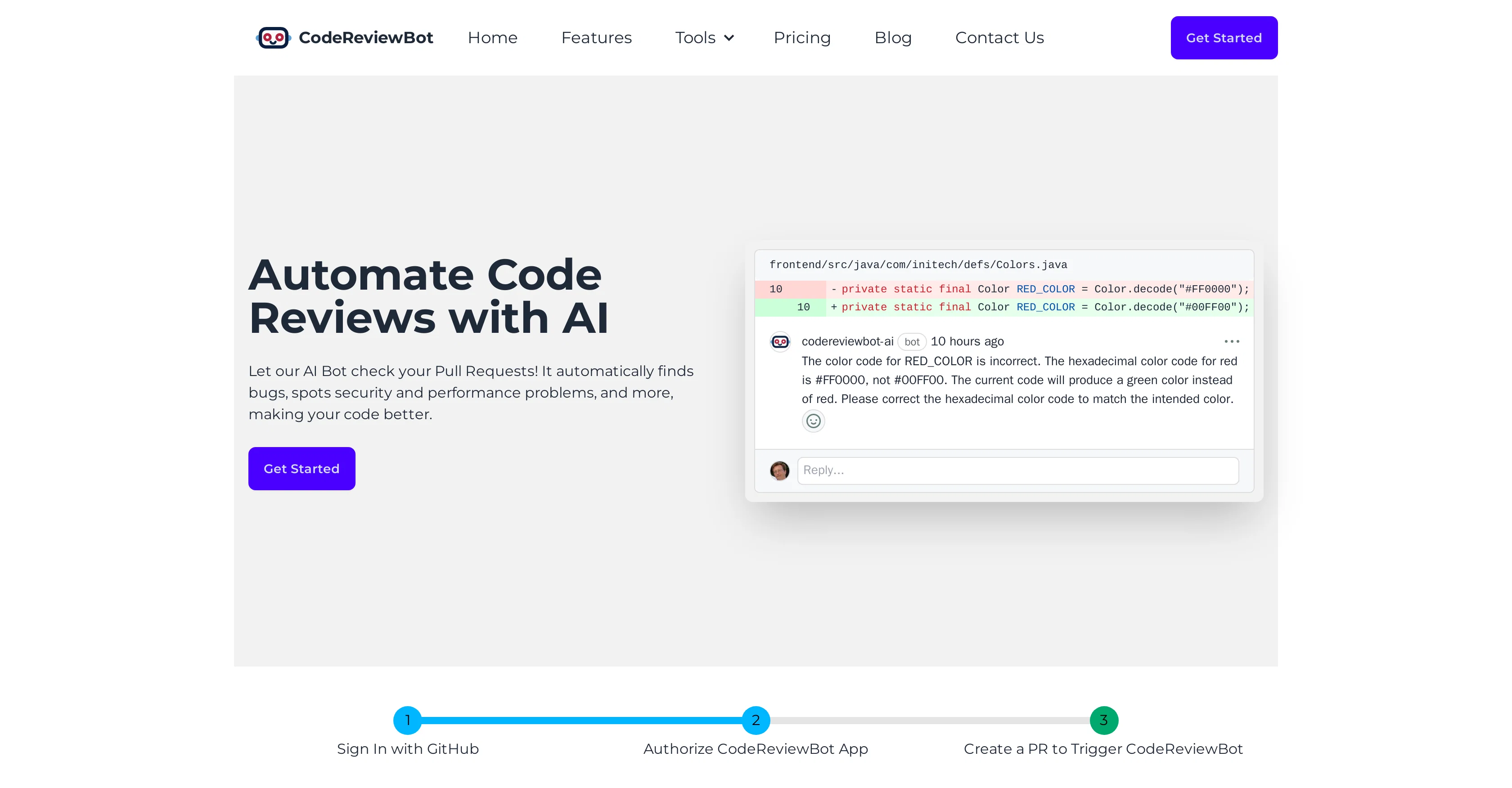 CodeReviewBot screenshot