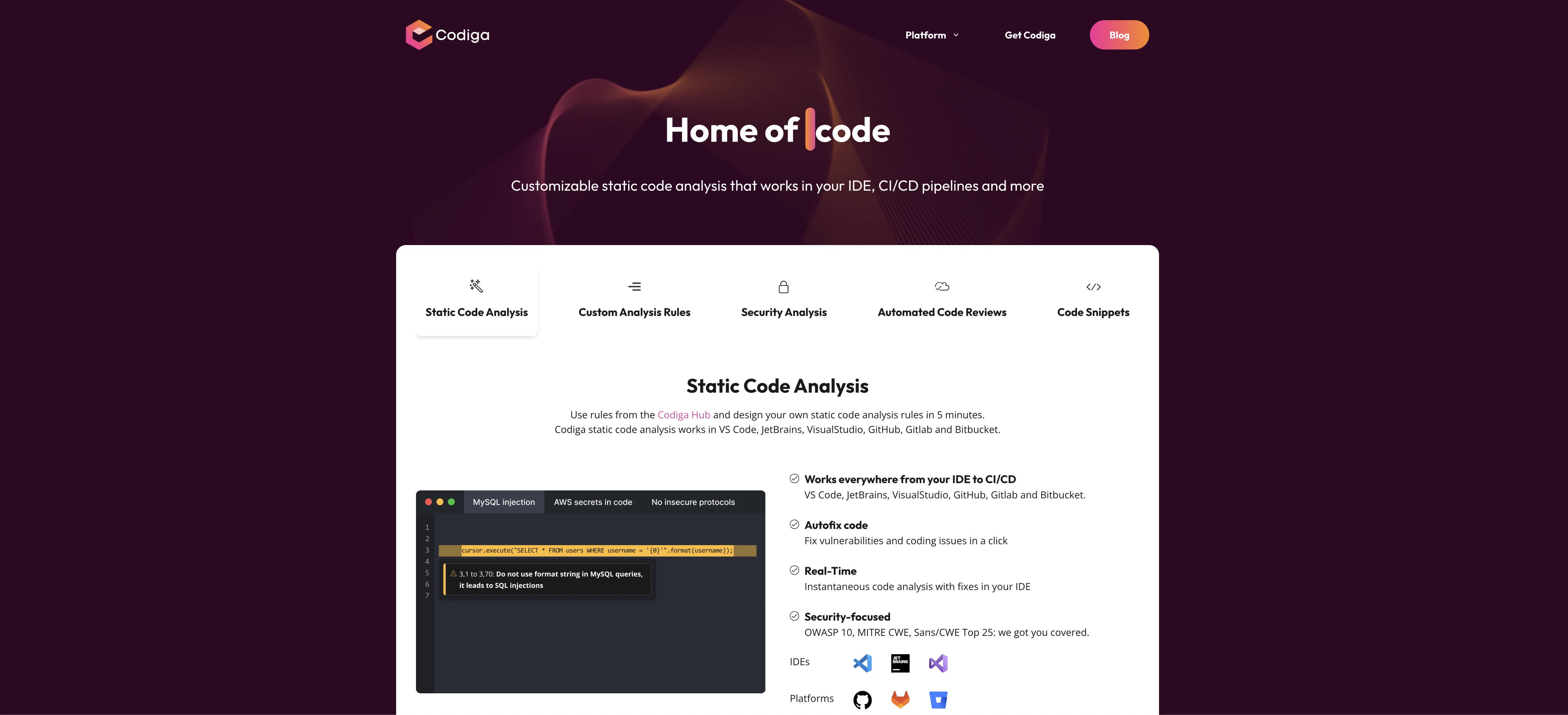 Codiga screenshot