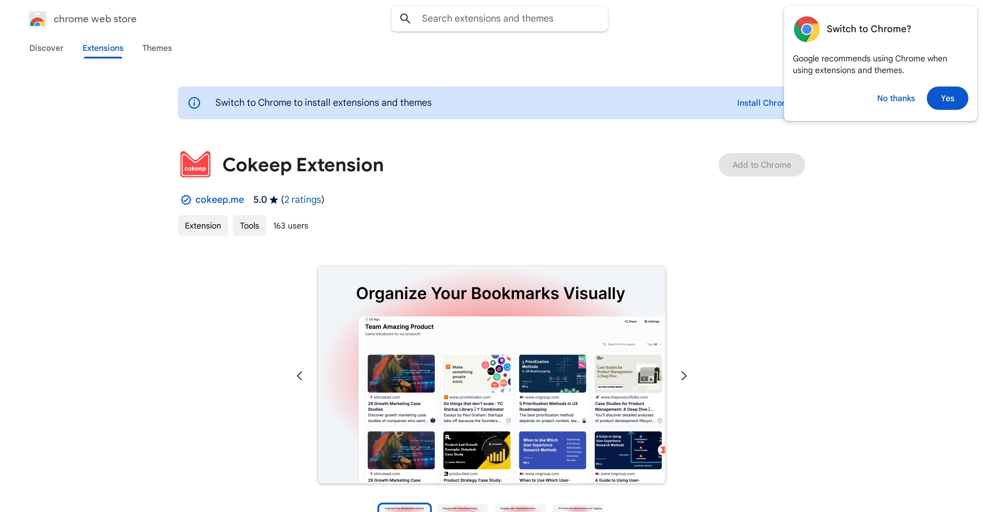 Cokeep Extension screenshot