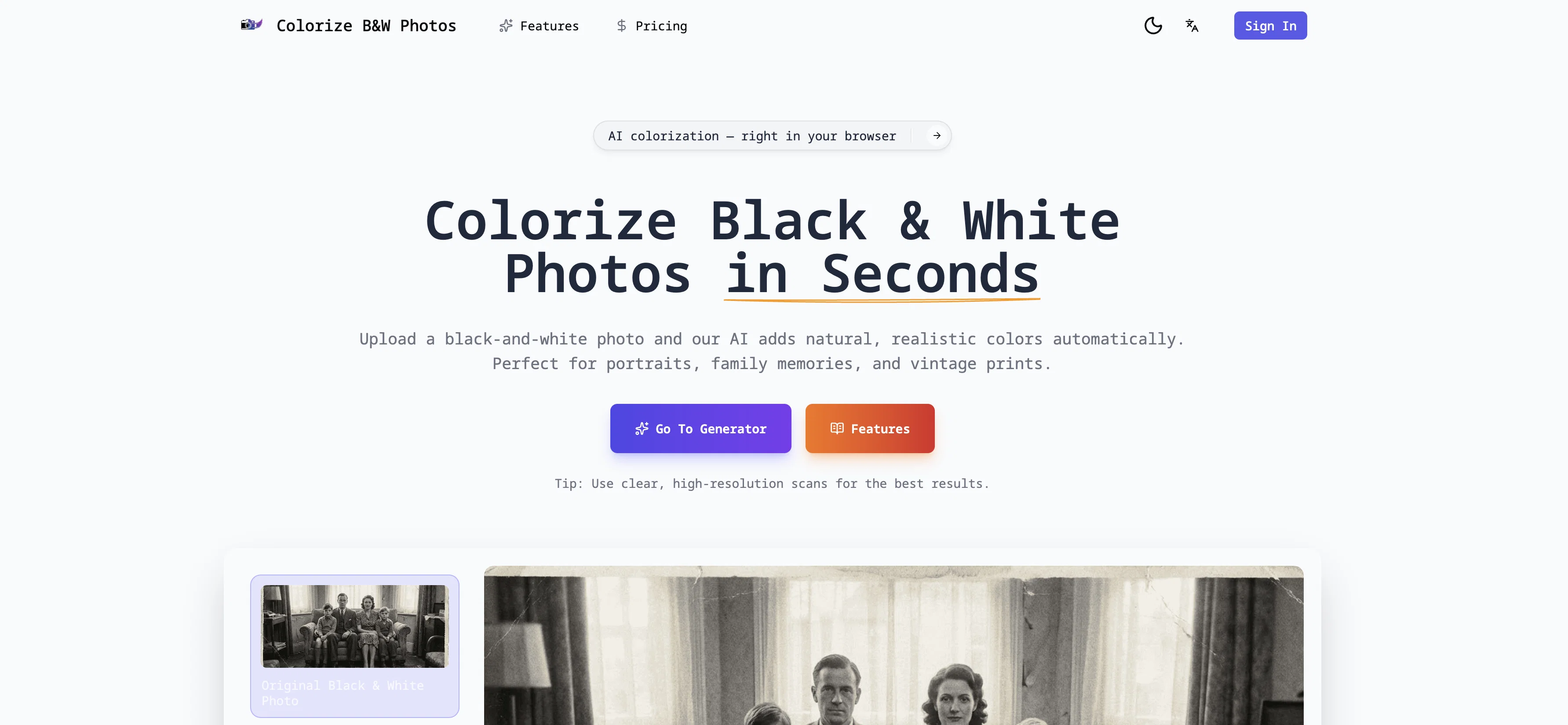 Colorize Black and White Photos screenshot