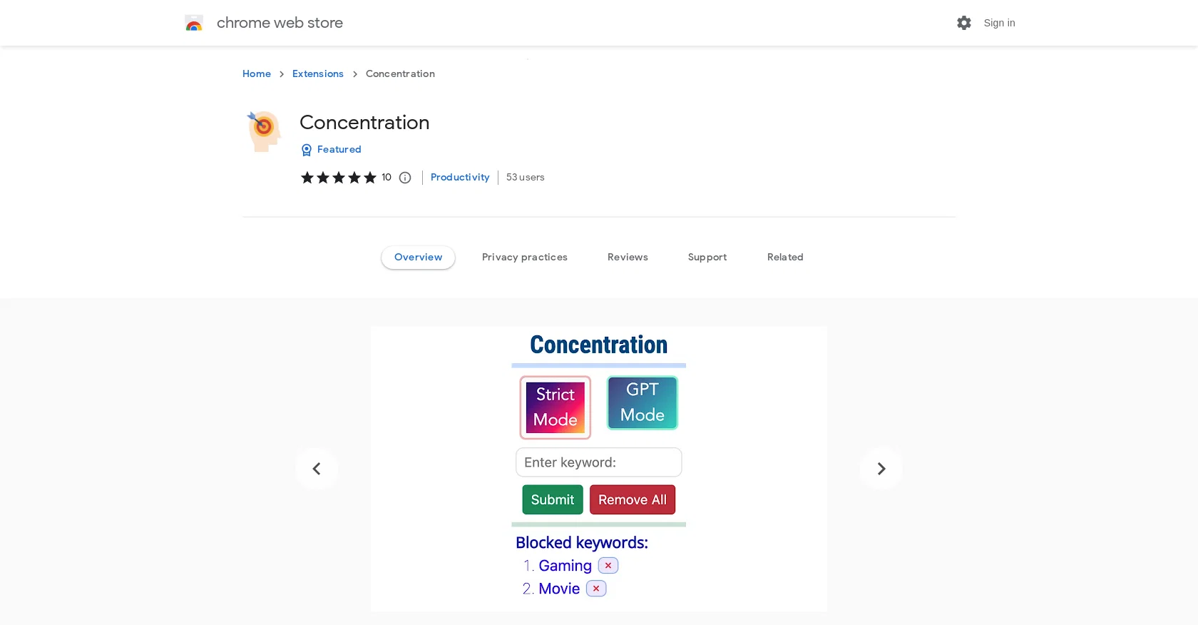 Concentration screenshot