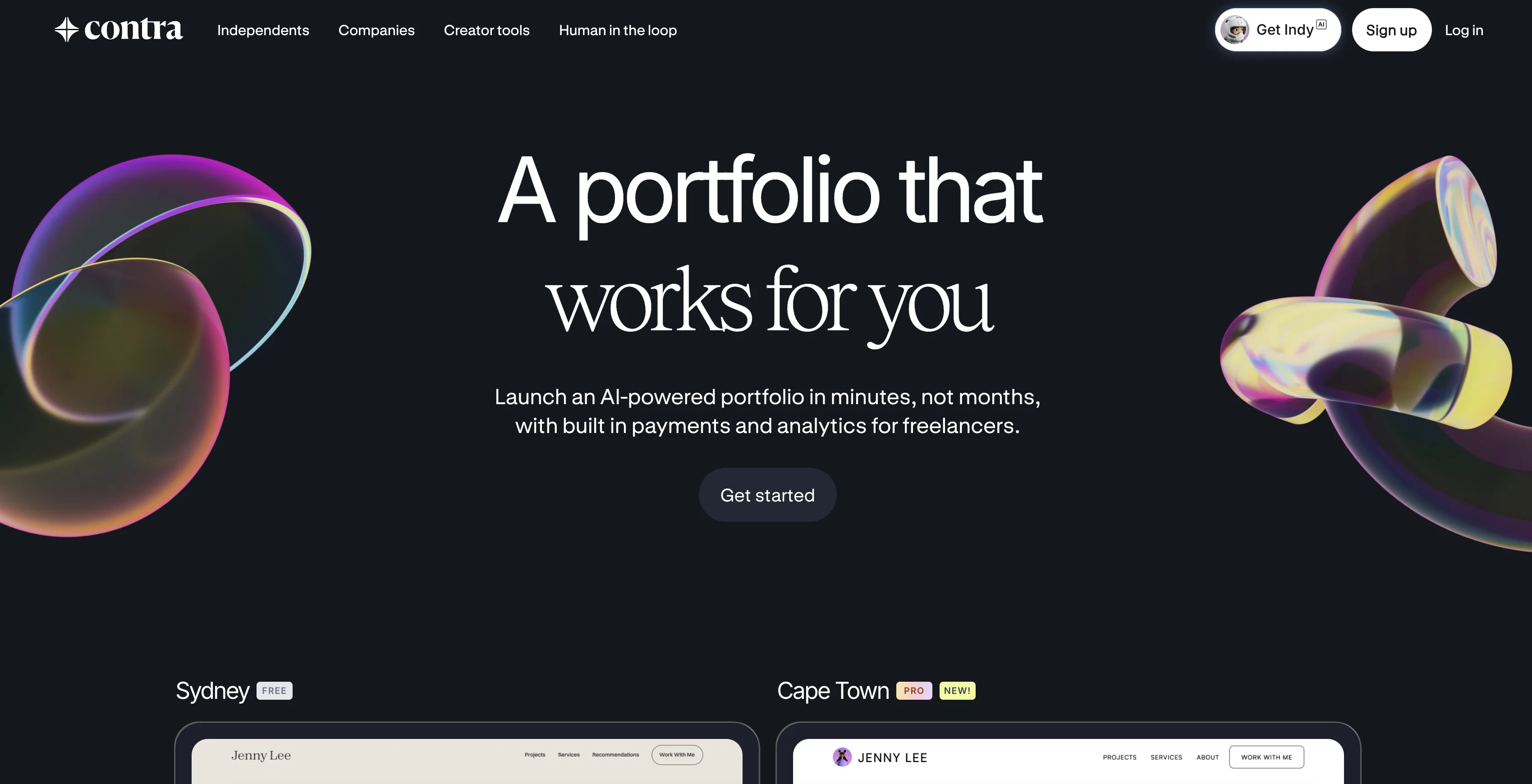Contra | Portfolios screenshot