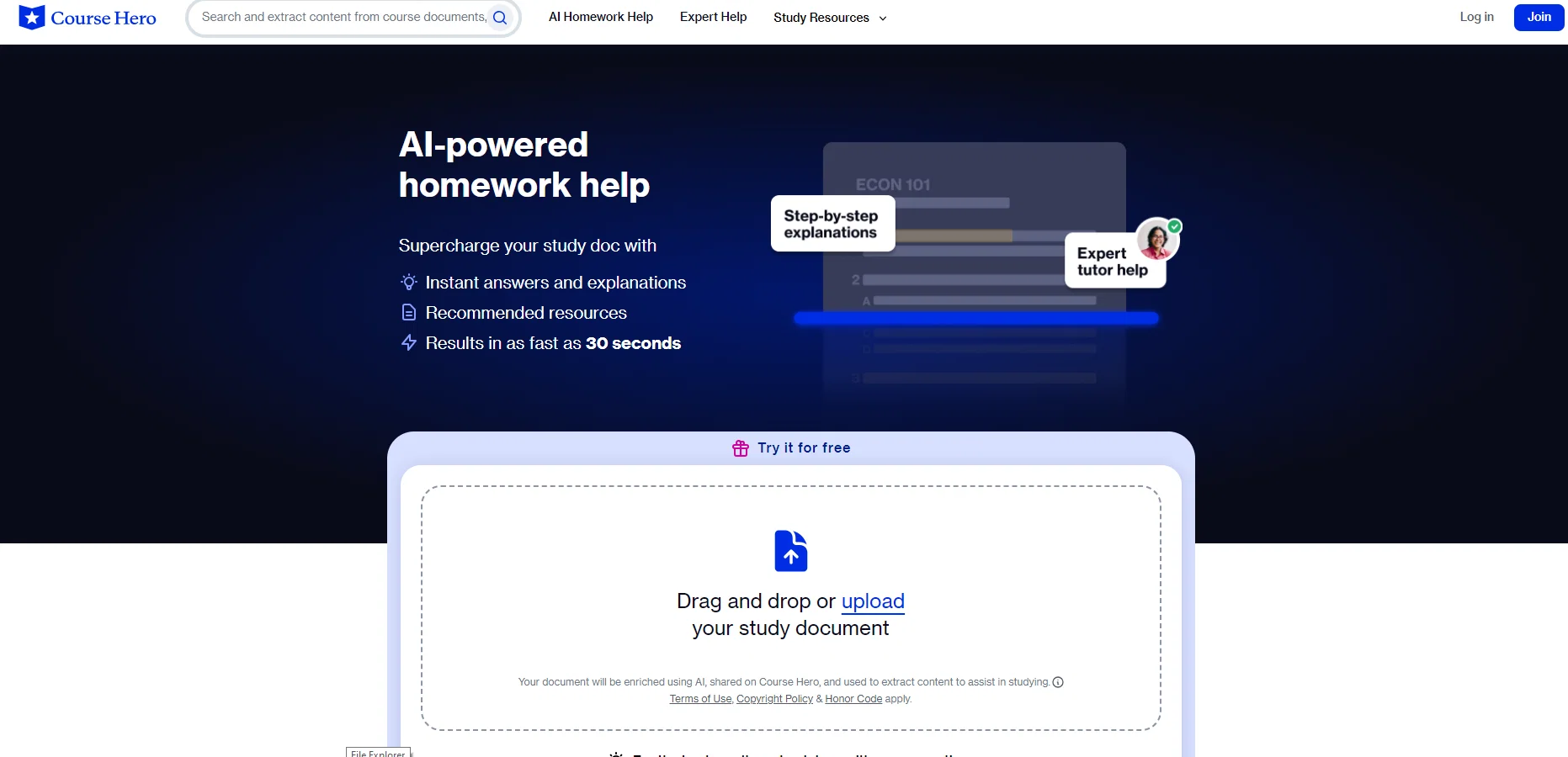 CourseHero screenshot
