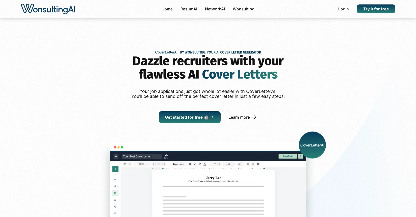 CoverletterAI by Wonsulting screenshot