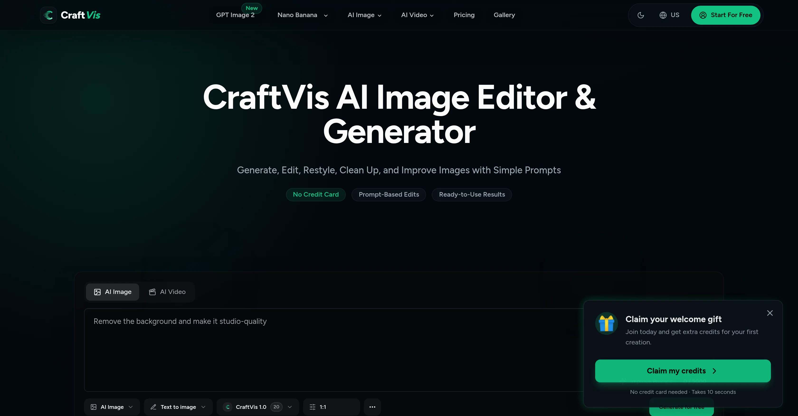 CraftVis AI Image Editor & Generator screenshot