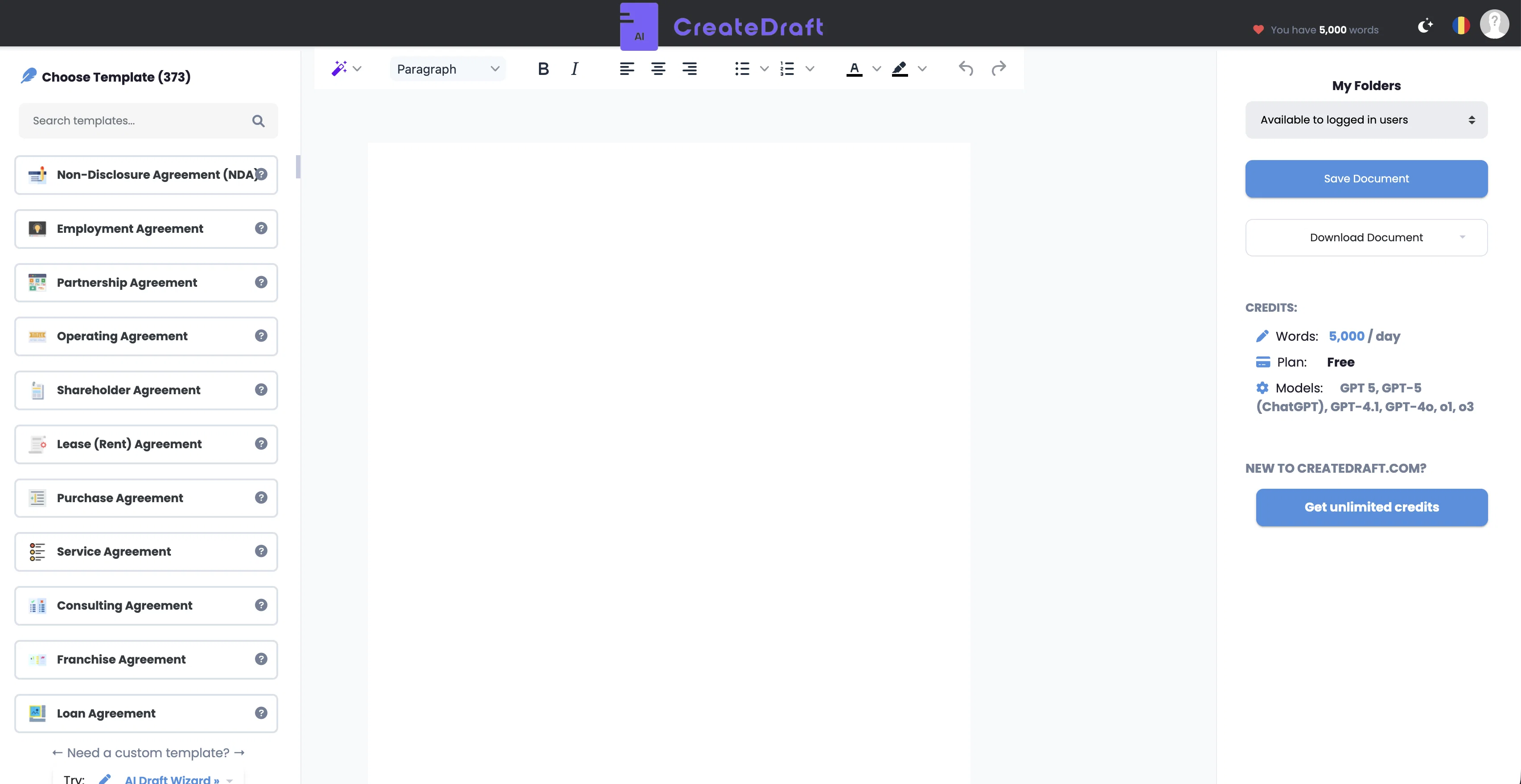 CreateDraft screenshot
