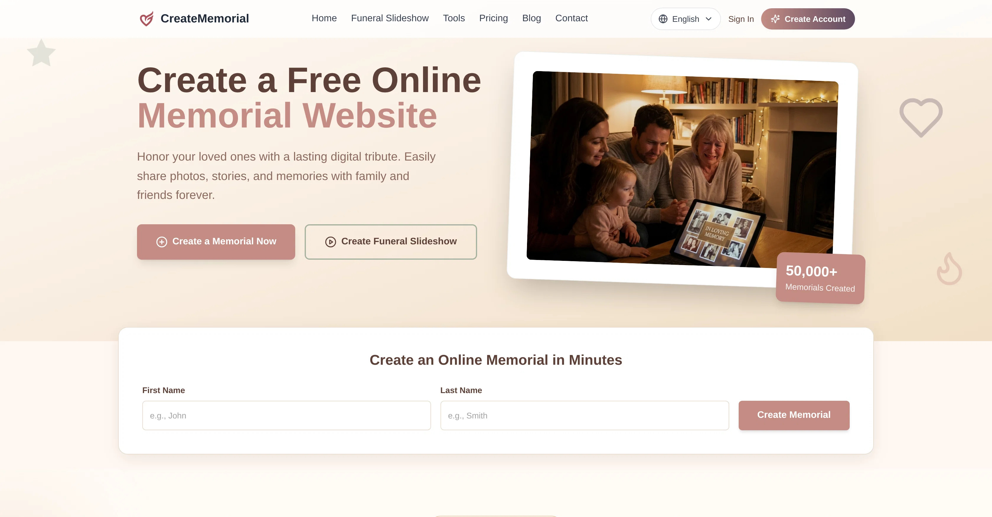 CreateMemorial screenshot