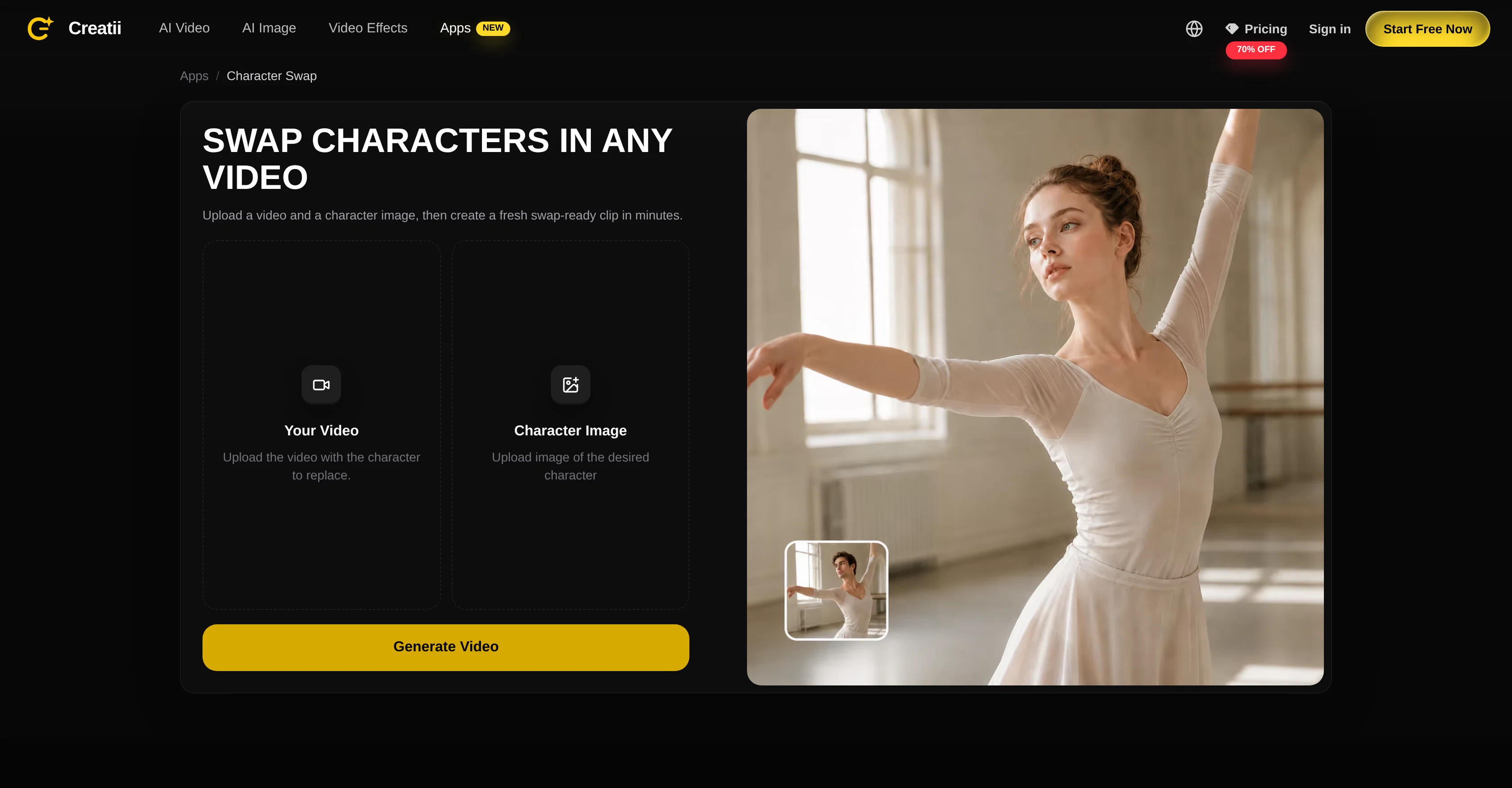 Video Character Swap | Creatii AI screenshot
