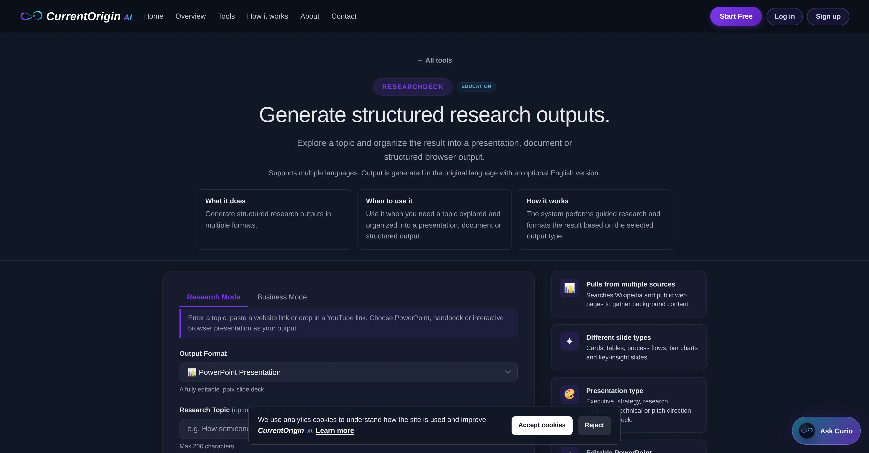 CurrentOrigin | ResearchDeck screenshot