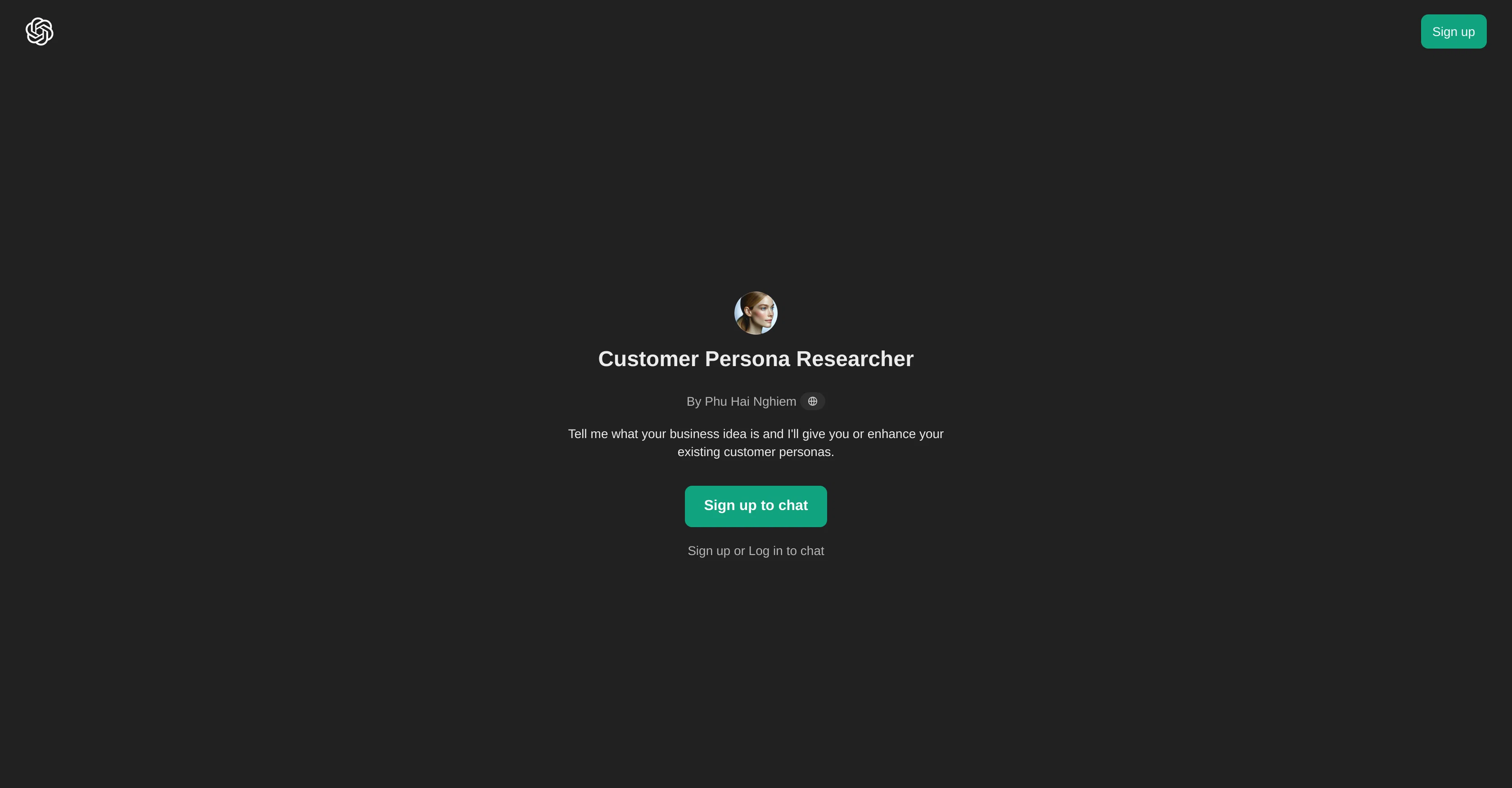 Customer Persona Researcher screenshot