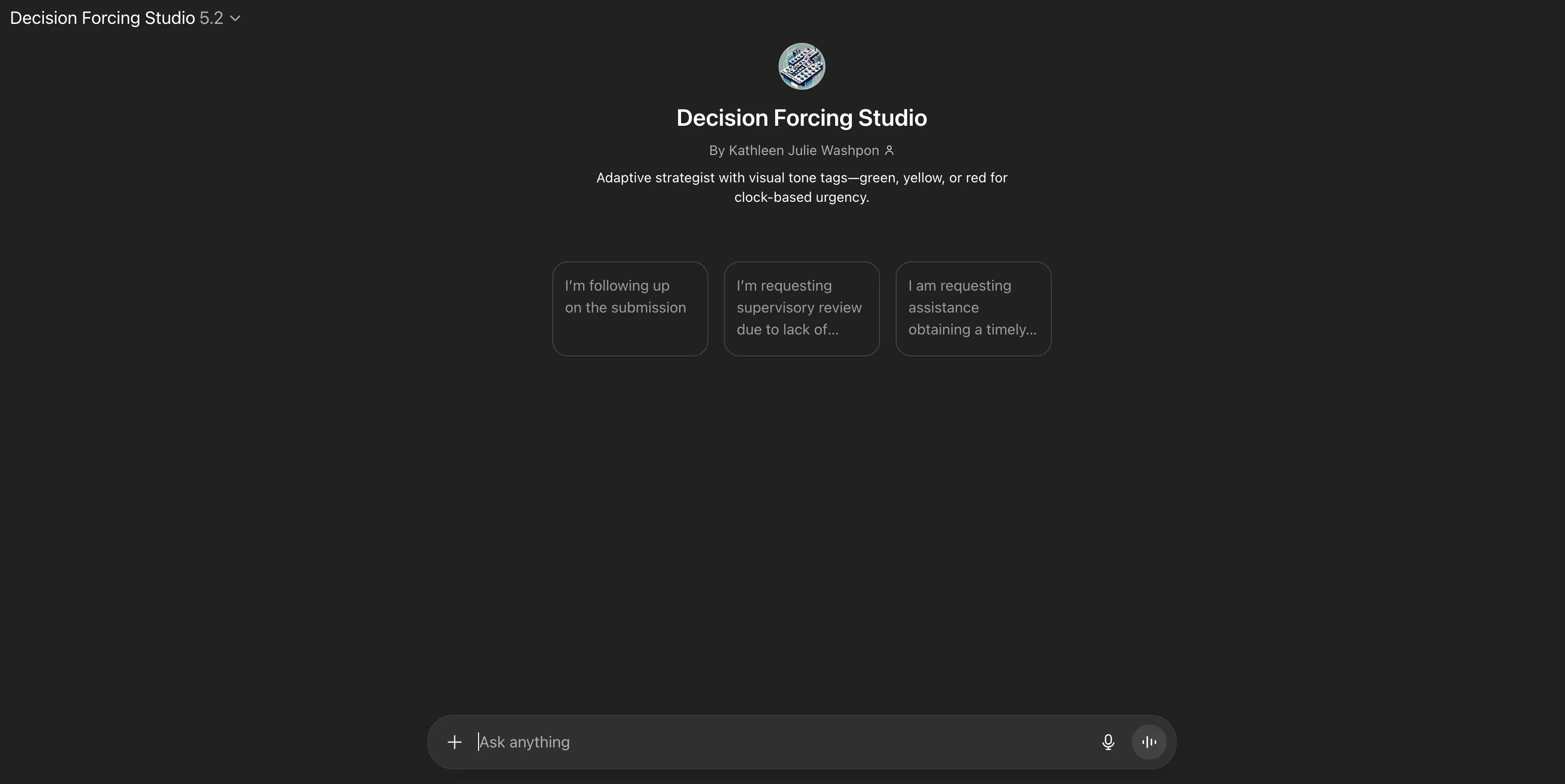 Decision Forcing Studio screenshot