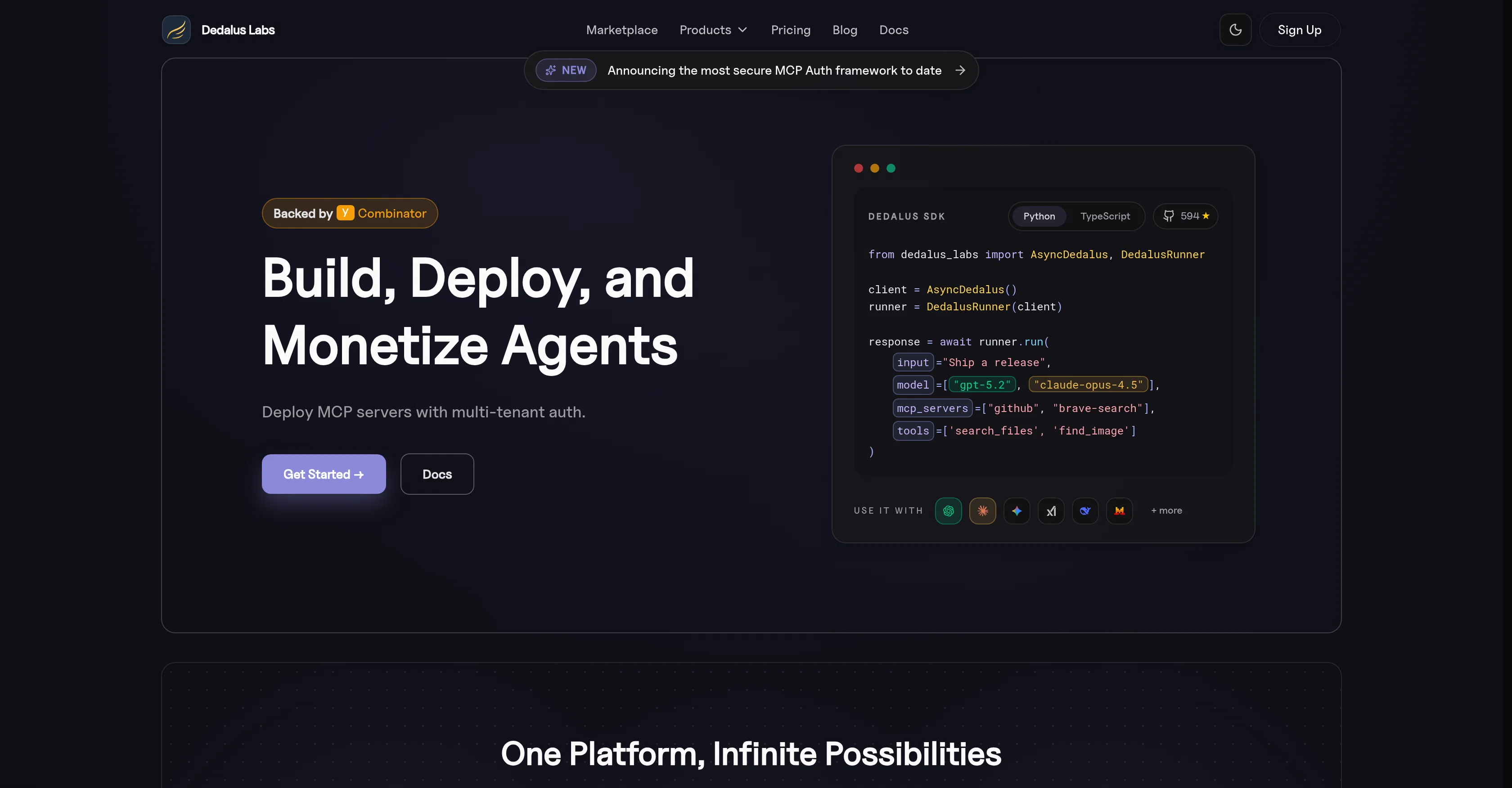 Dedalus Labs screenshot