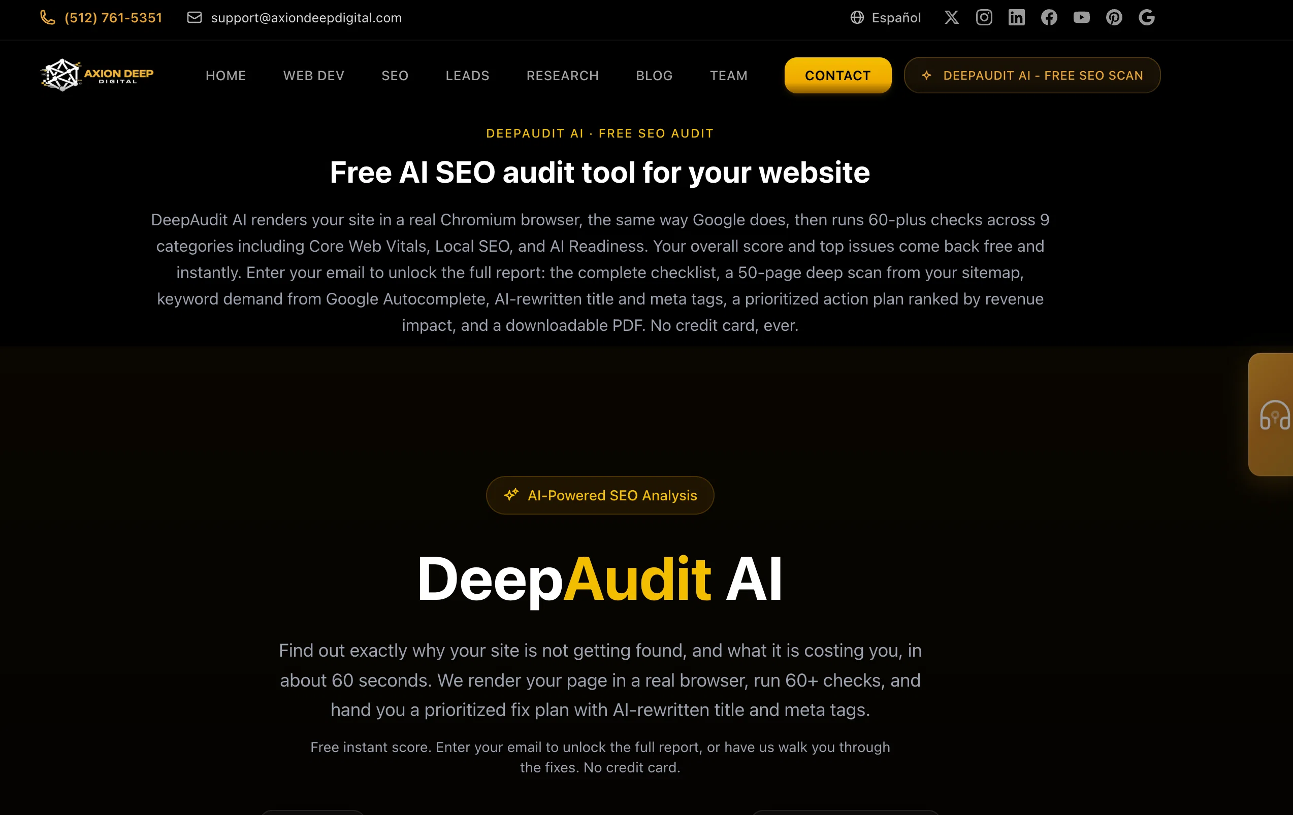 DeepAudit AI - Free SEO Scan Tool screenshot
