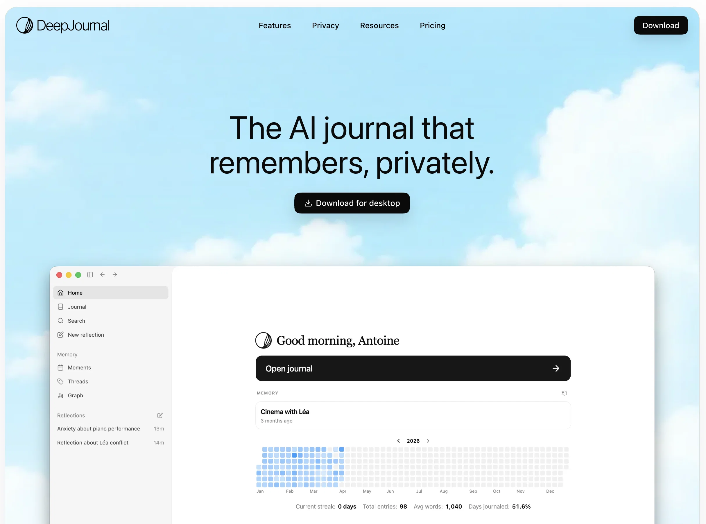 DeepJournal screenshot