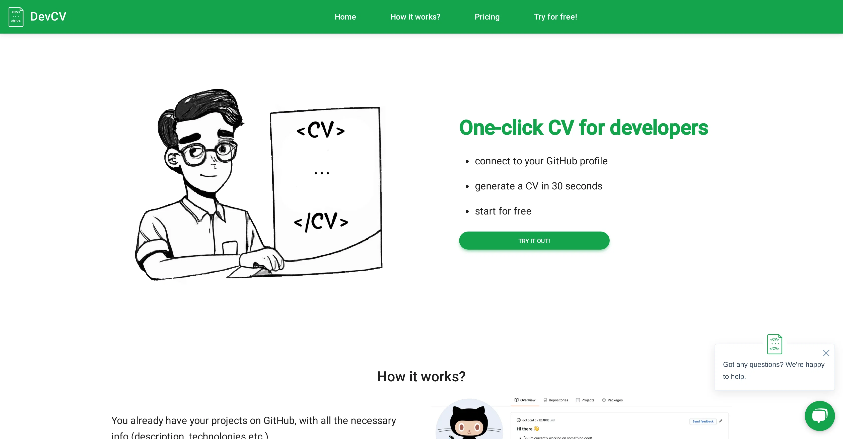 DevCV screenshot