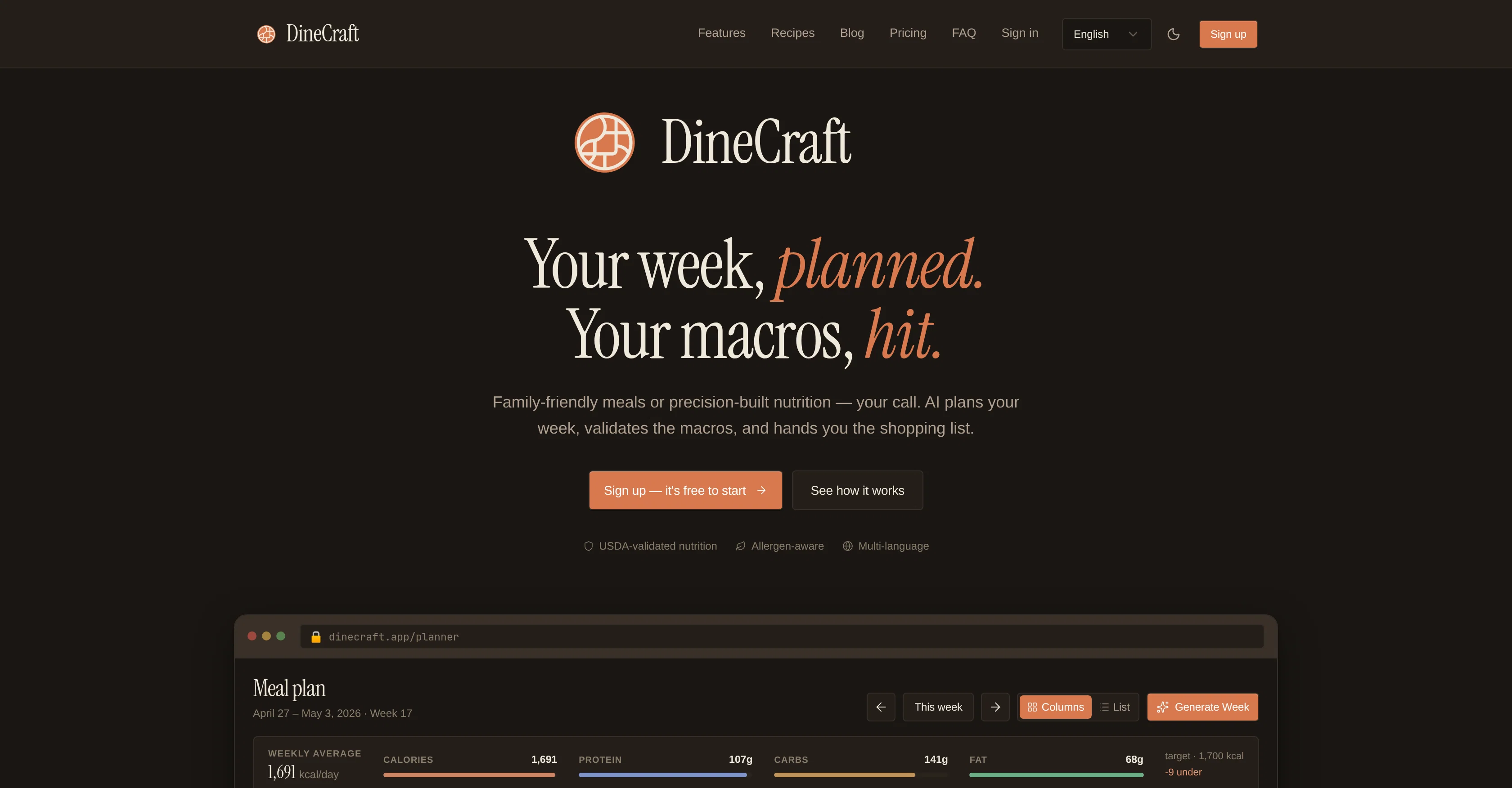 DineCraft screenshot