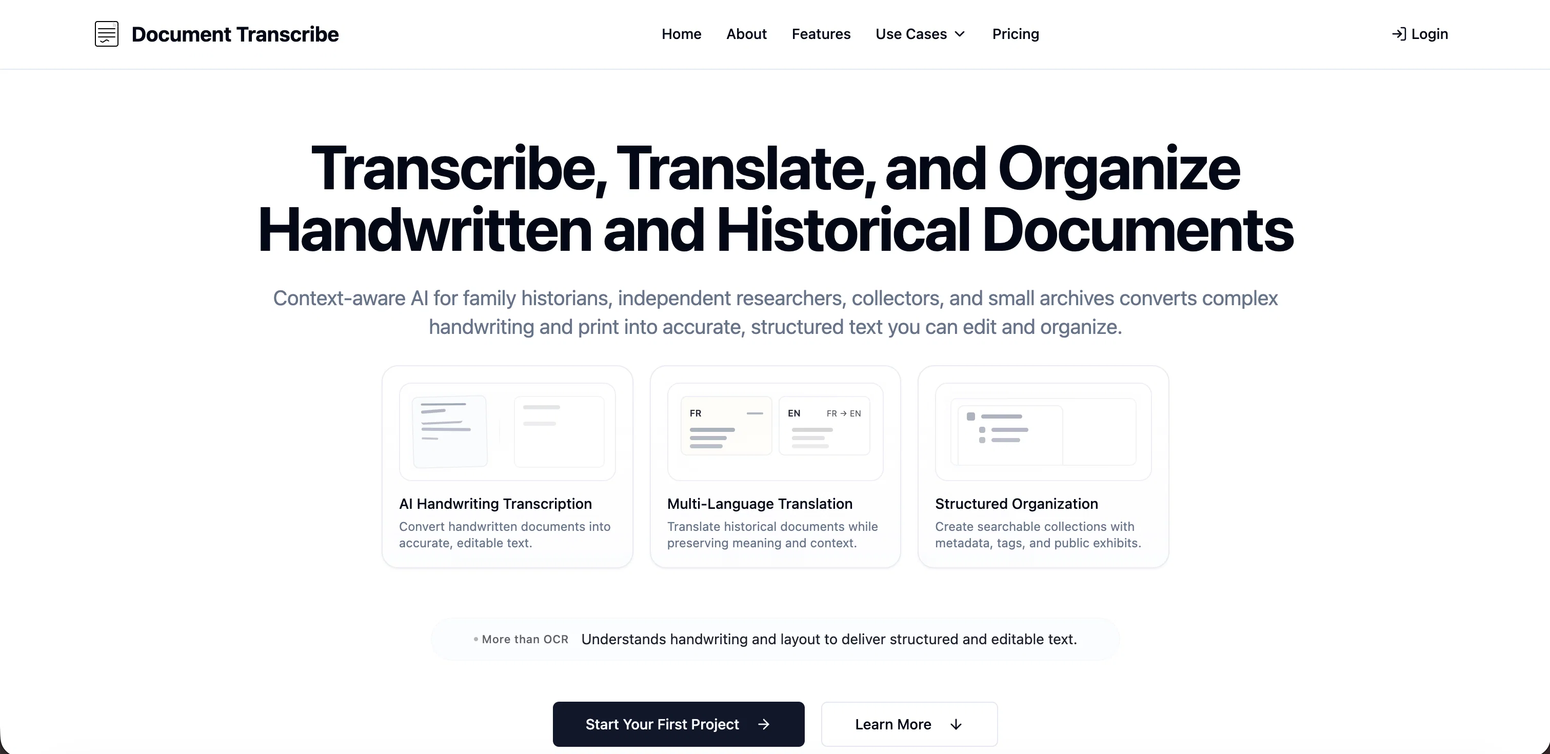 Document Transcribe screenshot