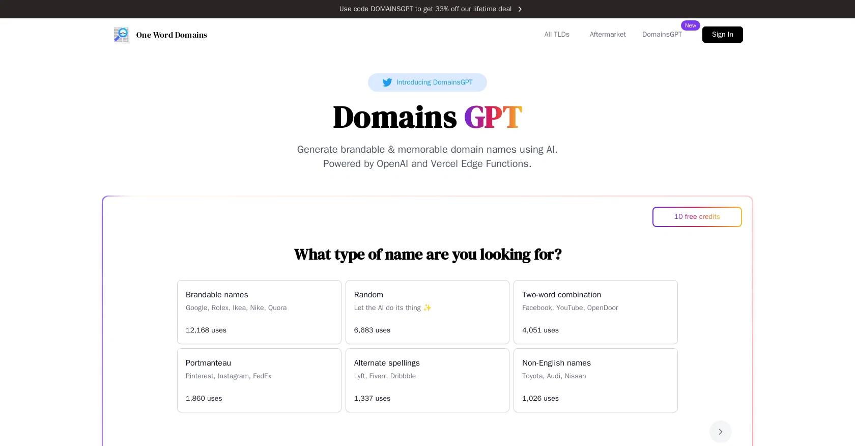 DomainsGPT screenshot
