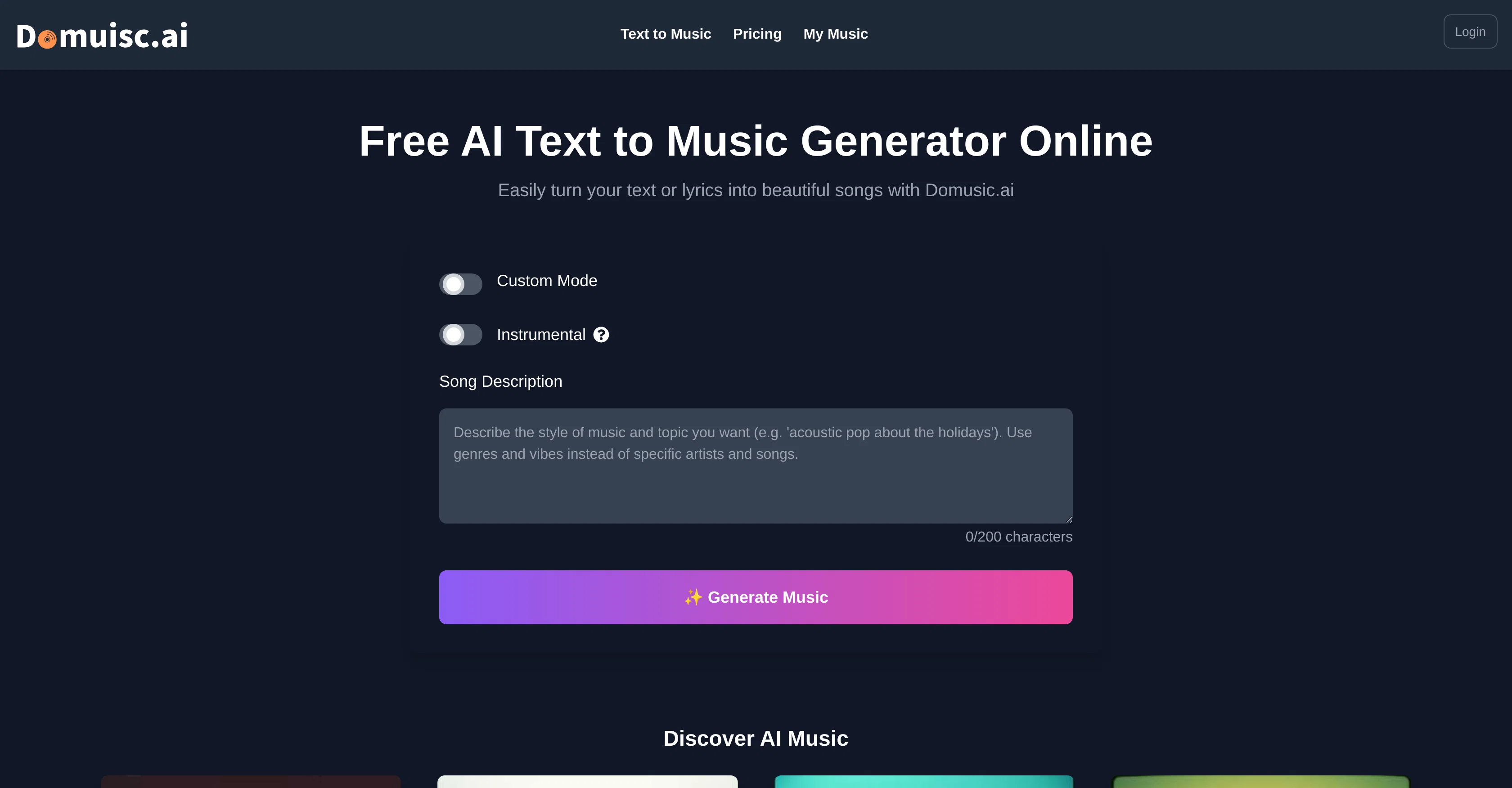 Domusic.ai screenshot