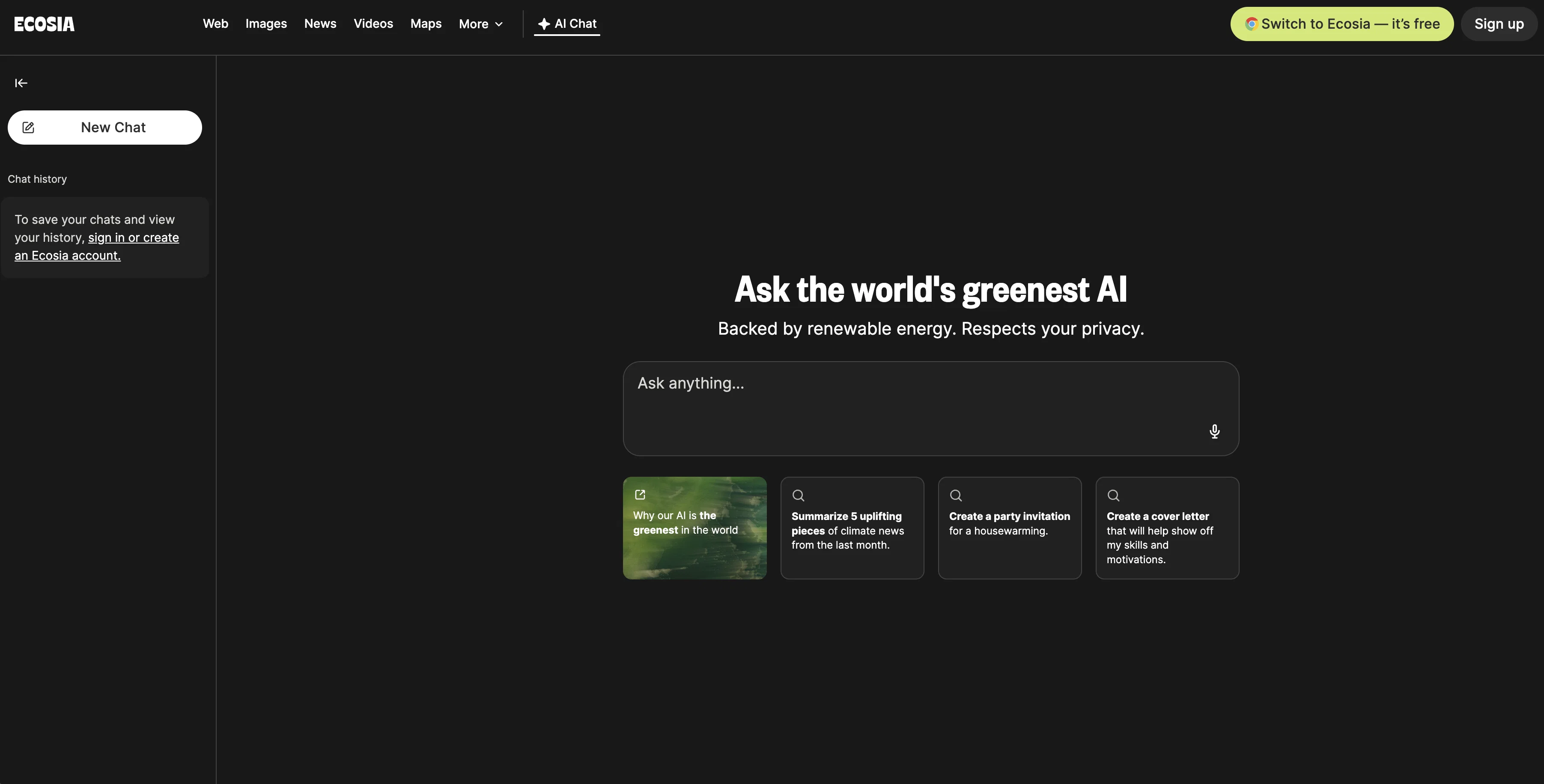 Ecosia screenshot