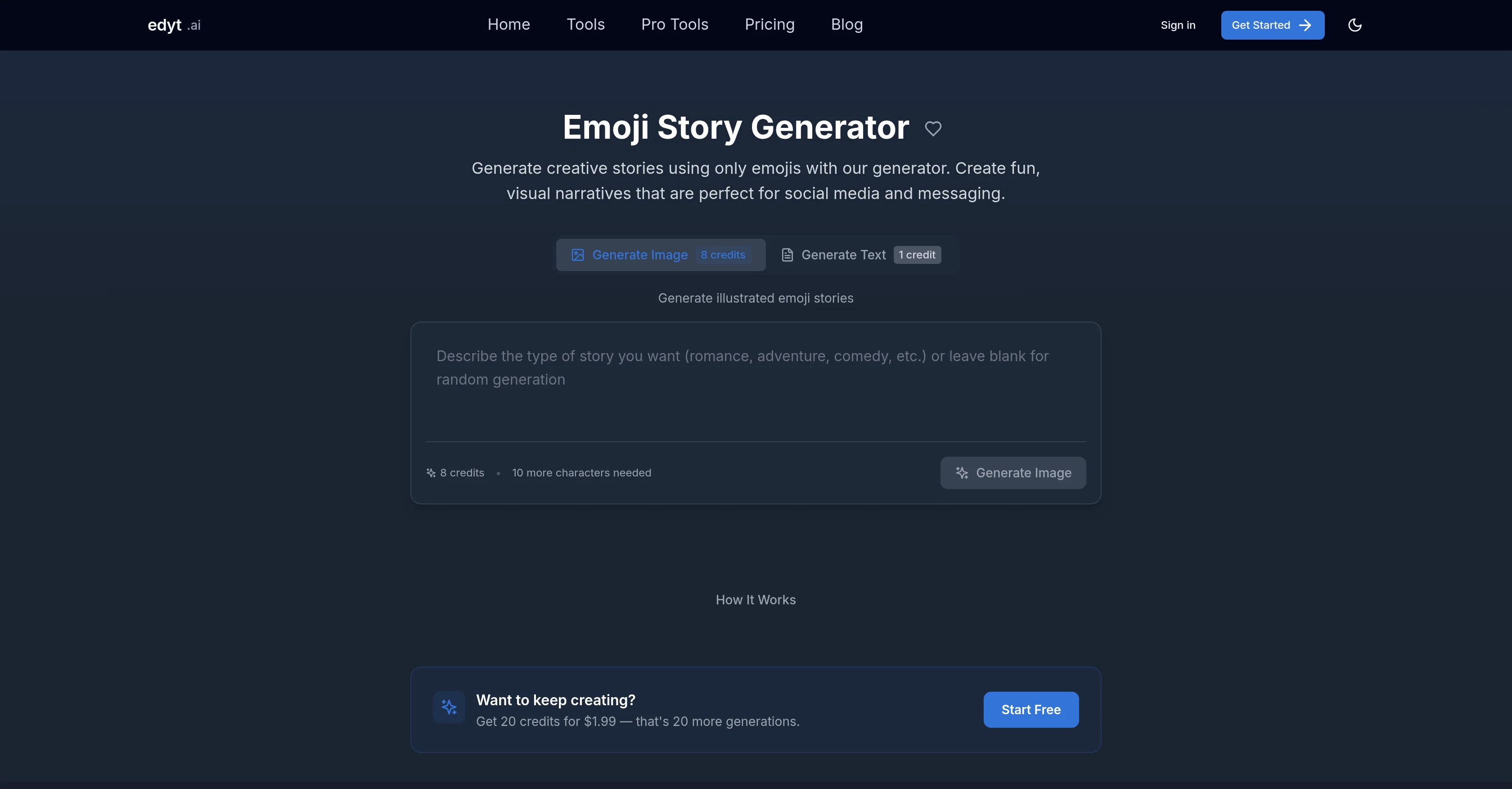 Edyt.ai Emoji Story Generator screenshot